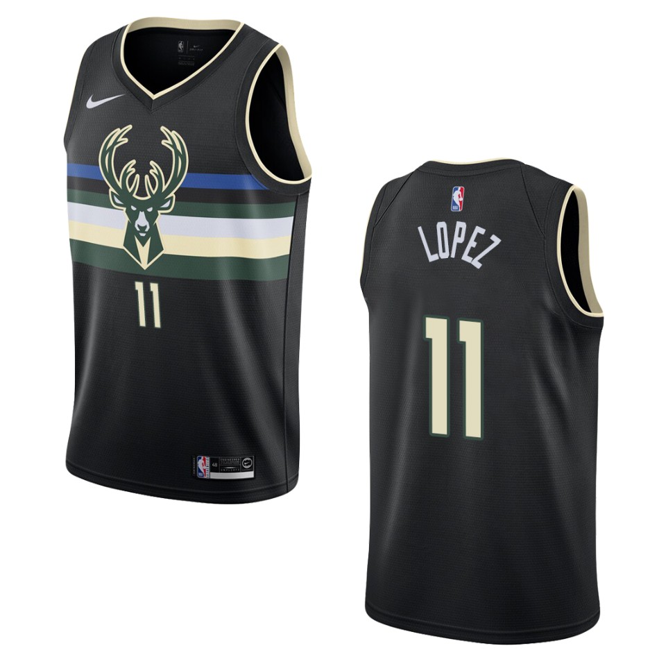 Men's 2019-20 Milwaukee Bucks #11 Brook Lopez Statement Swingman Jersey - Black