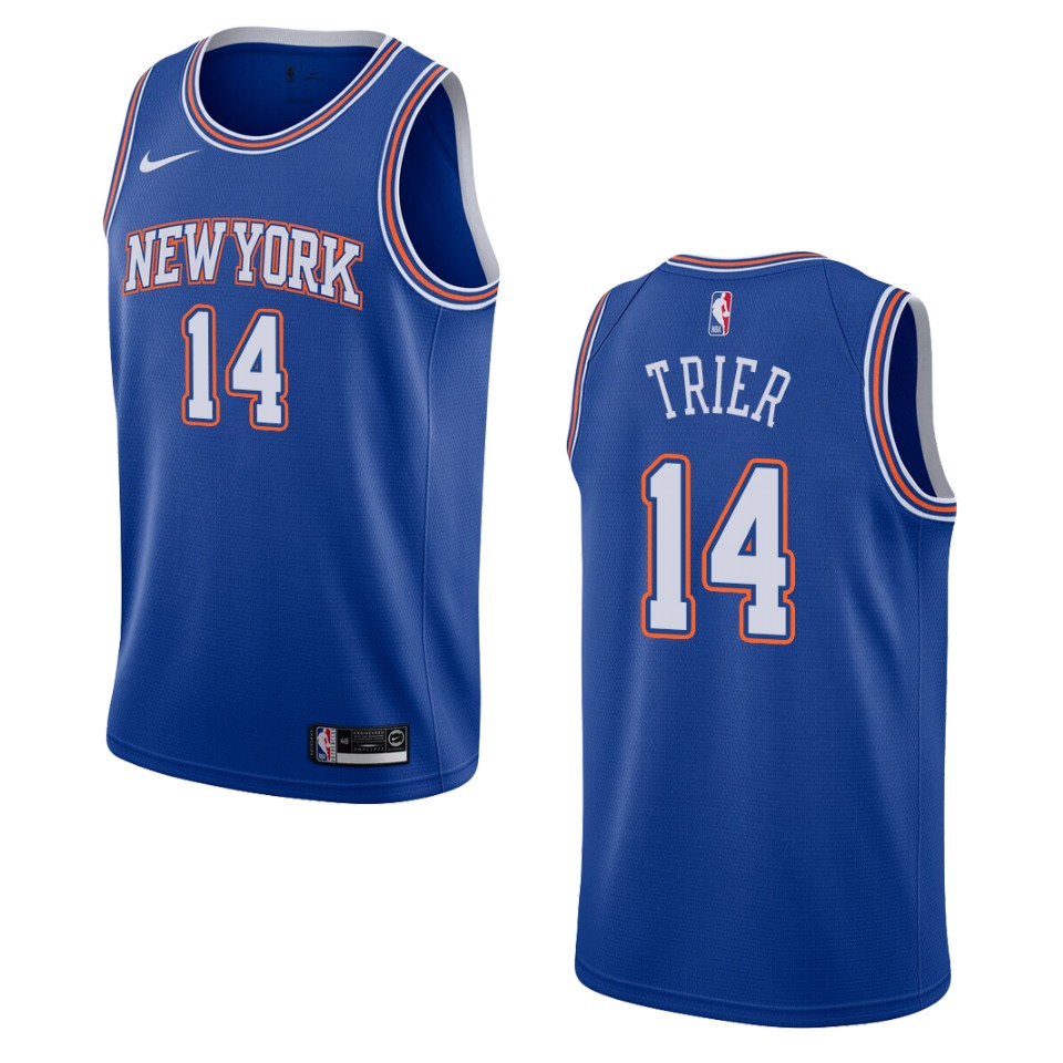 Men's 2019-20 New York Knicks #14 Allonzo Trier Statement Swingman Jersey - Navy