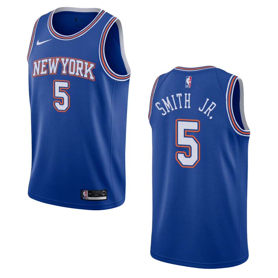 Men's 2019-20 New York Knicks #5 Dennis Smith Jr. Statement Swingman Jersey - Navy