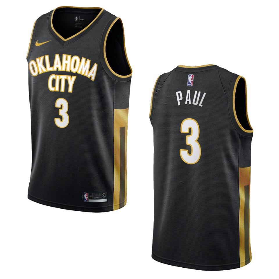 Men's 2019-20 Oklahoma City Thunder #3 Chris Paul City Swingman Jersey - Black