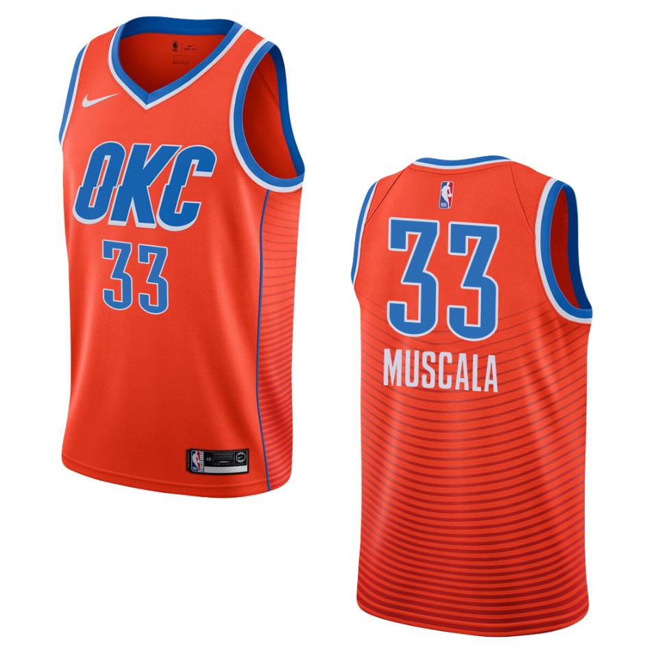 Men's 2019-20 Oklahoma City Thunder #33 Mike Muscala Statement Swingman Jersey - Orange