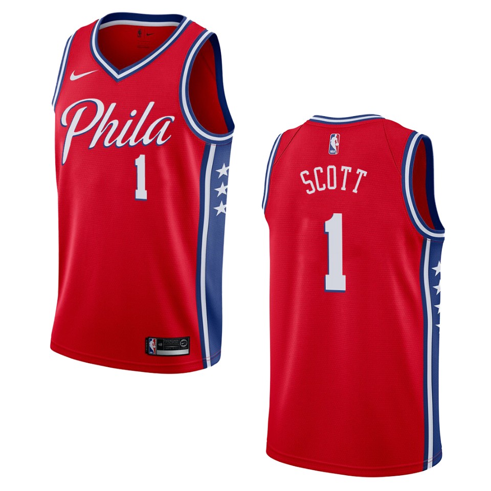 Men's 2019-20 Philadelphia 76ers #1 Mike Scott Statement Swingman Jersey - Red