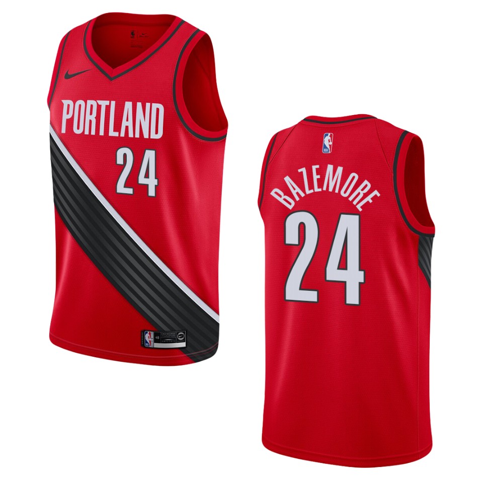 Men's 2019-20 Portland Trail Blazers #24 Kent Bazemore Statement Swingman Jersey - Black