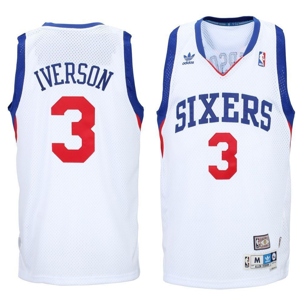 Men's Allen Iverson Philadelphia 76ers White Hardwood Classics Swingman Jersey - JS748 