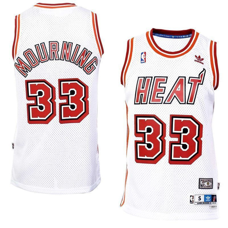 Men's Alonzo Mourning Miami Heat White Hardwood Classics Swingman Jersey - JS342 