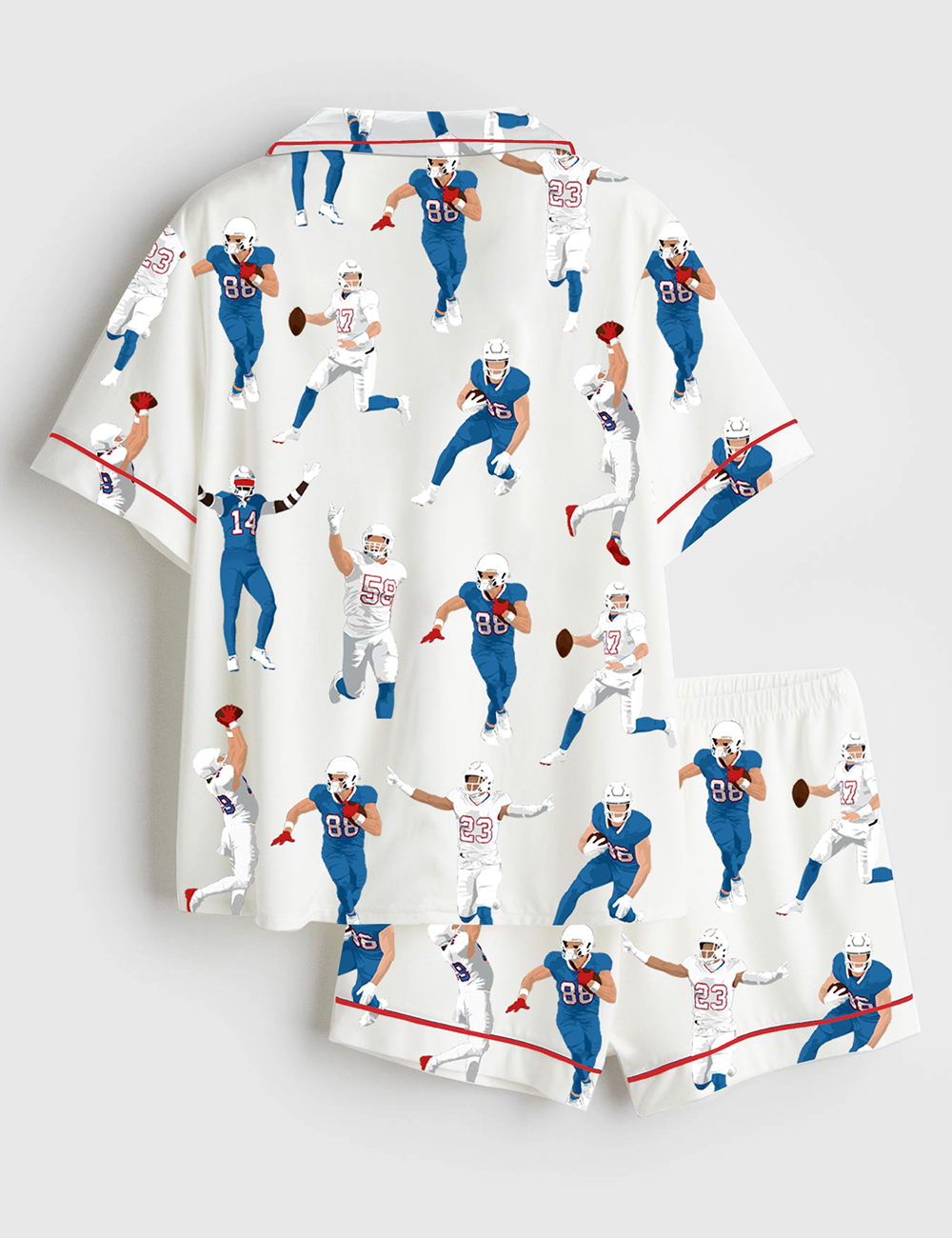 Alternative view of Men's America Football Jersey Short Sleeve Satin Pajama Set