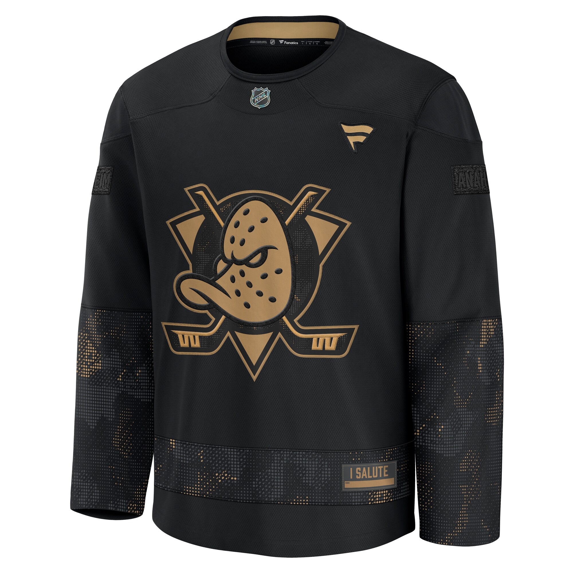 Alternative view of Men's Anaheim Ducks Black 2024 Military Appreciation Practice Jersey - JS801 