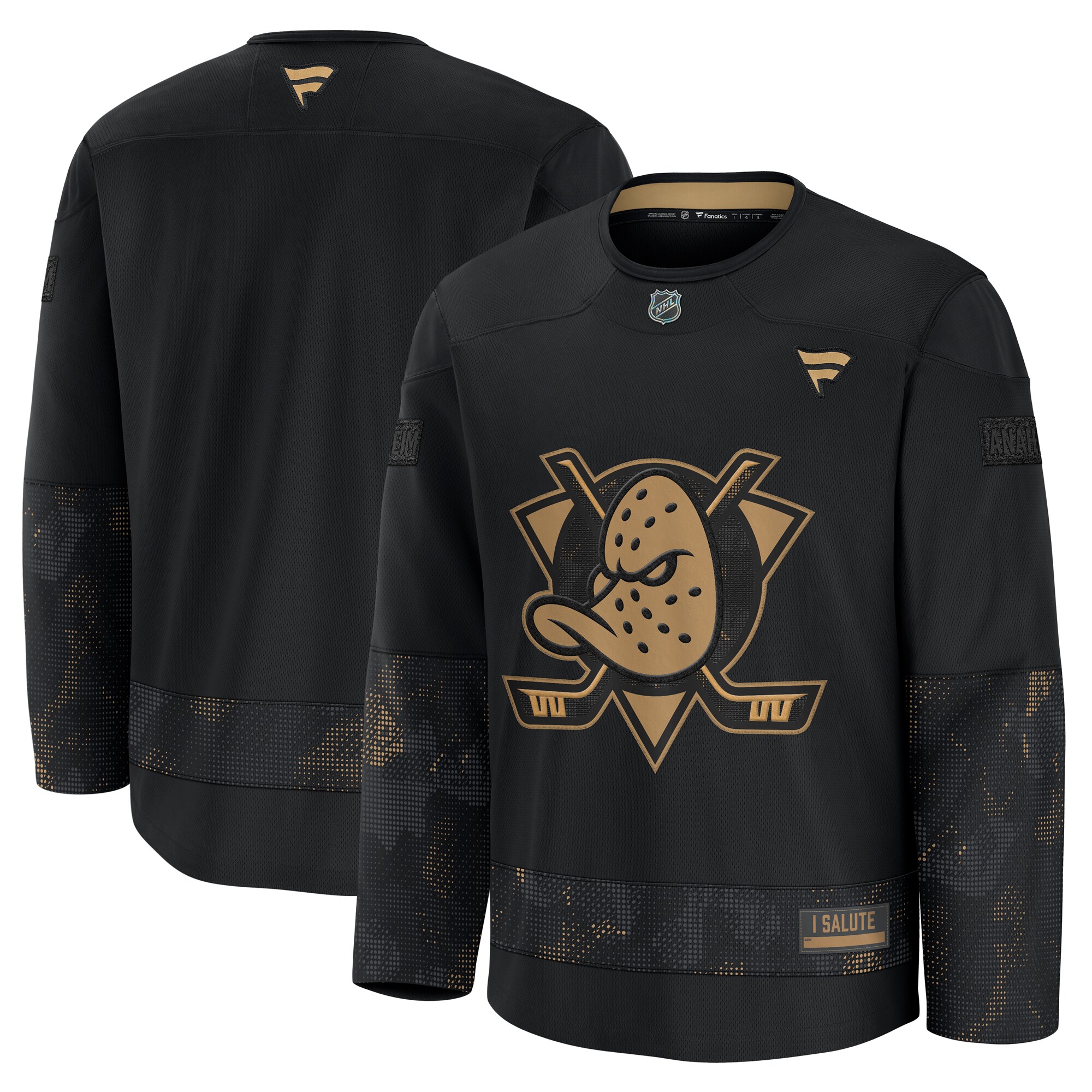 Men's Anaheim Ducks Black 2024 Military Appreciation Practice Jersey - JS801 