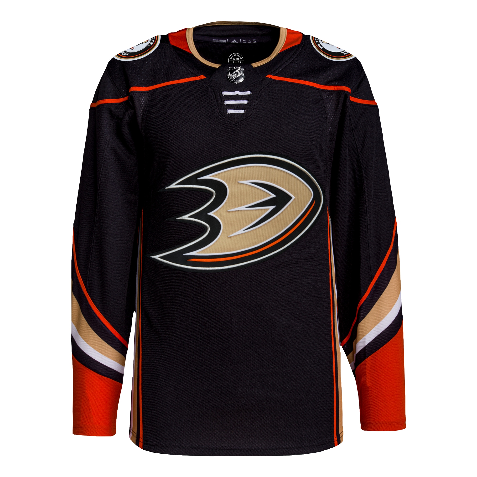 Alternative view of Men's Anaheim Ducks Black Home Jersey - JS176 