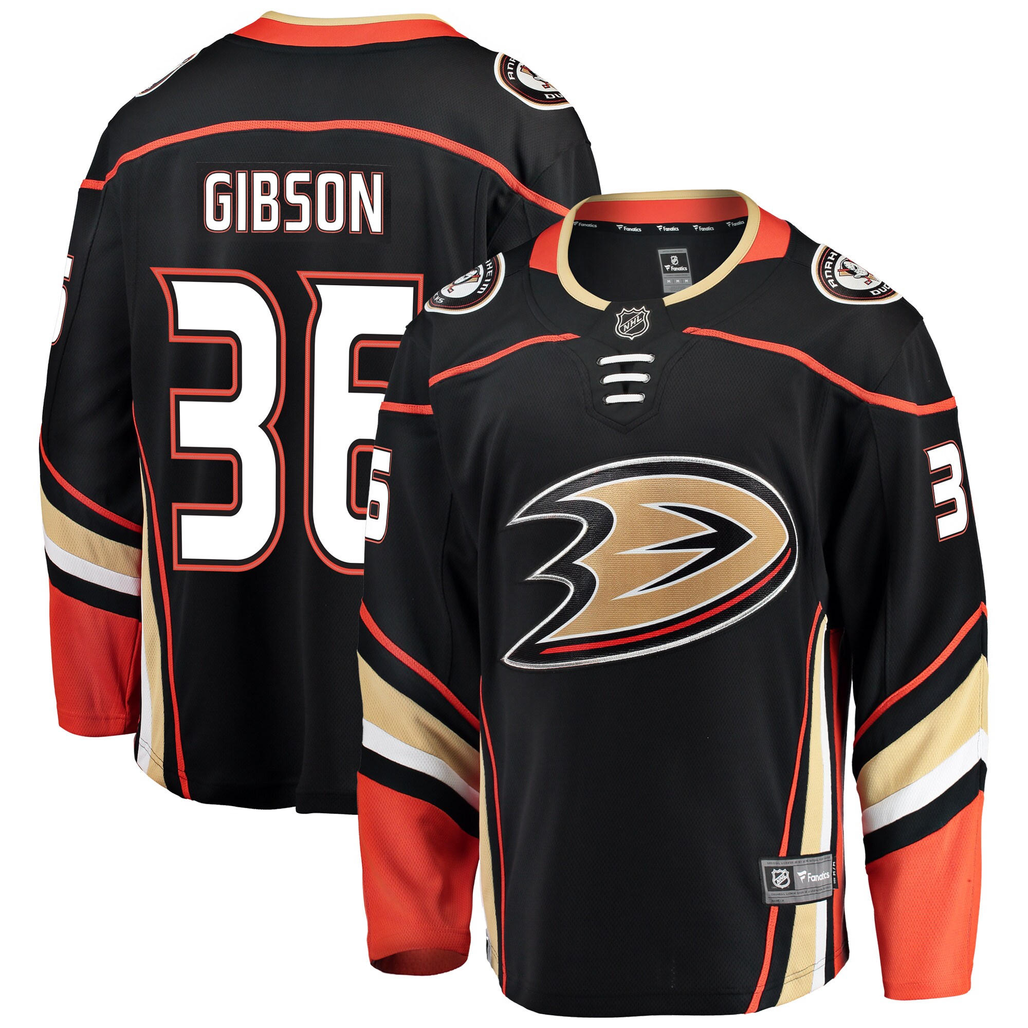 Men's Anaheim Ducks John Gibson Black Breakaway Player Jersey - JS692 