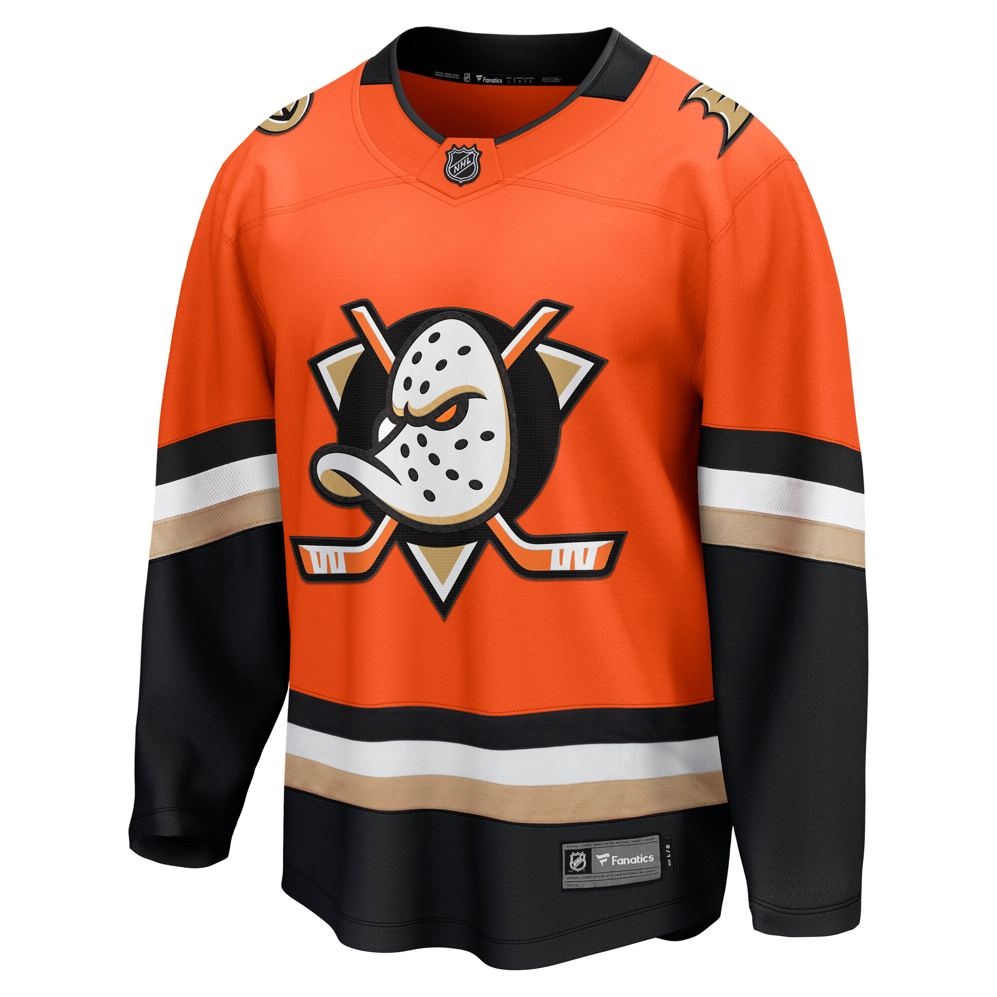 Alternative view of Men's Anaheim Ducks Orange Home Breakaway Jersey - JS387 
