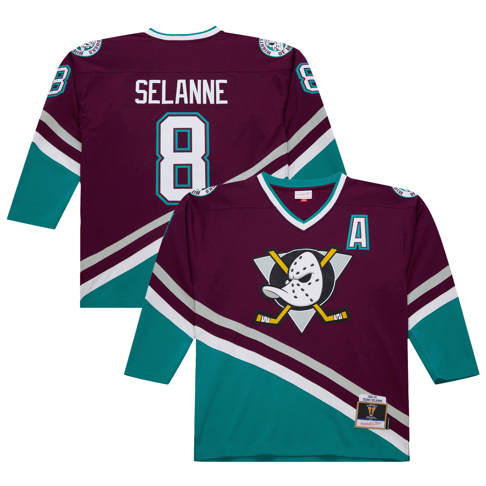 Men's Anaheim Ducks Teemu Selanne Purple 1996-97 Power Play Jersey - JS544 