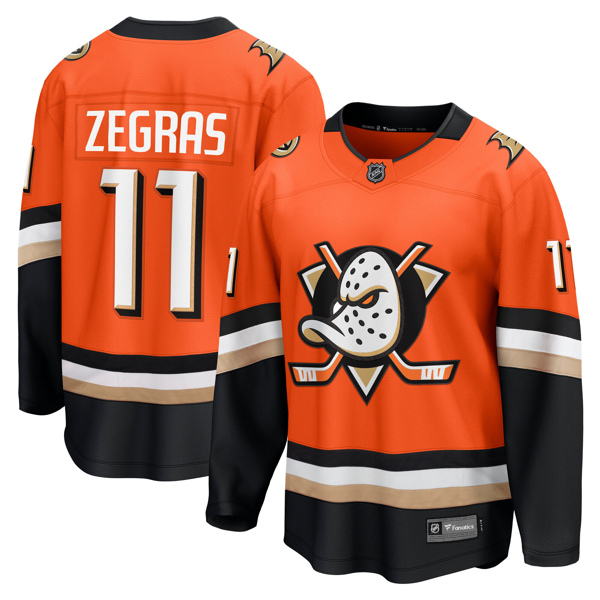 Men's Anaheim Ducks Trevor Zegras Orange Home Premier Breakaway Player Jersey - JS394 