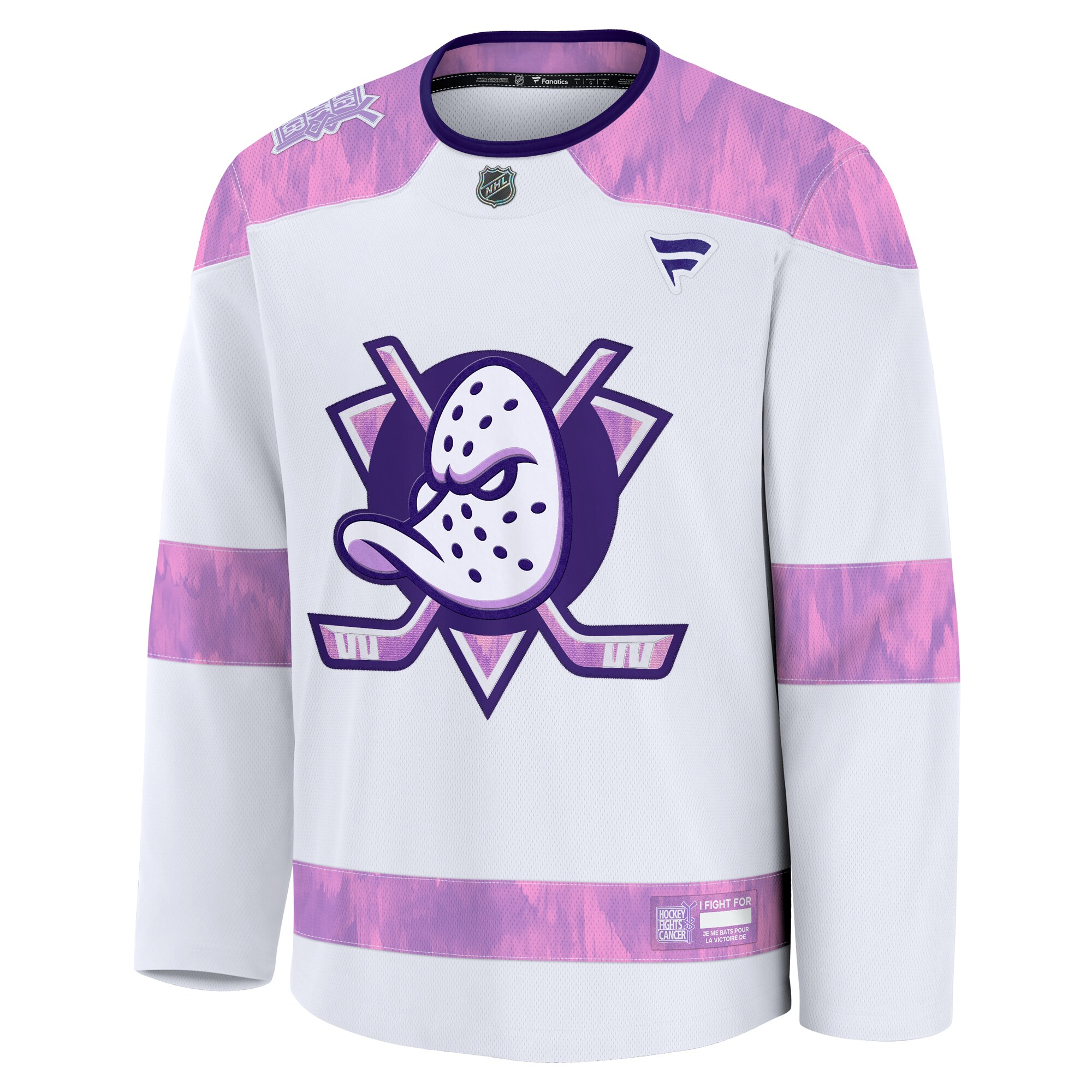 Alternative view of Men's Anaheim Ducks White 2024 Hockey Fights Cancer Practice Jersey - JS439 