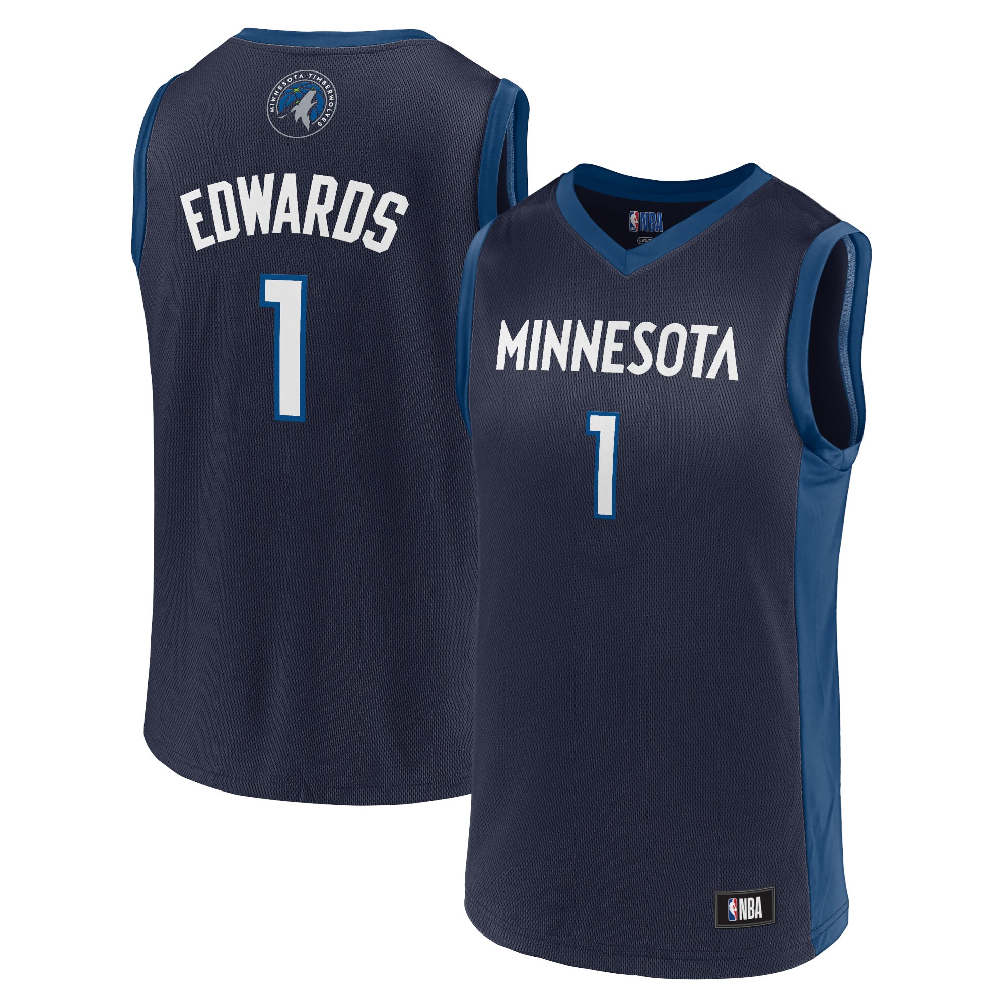 Alternative view of Men's Anthony Edwards Navy Minnesota Timberwolves Team Player Jersey