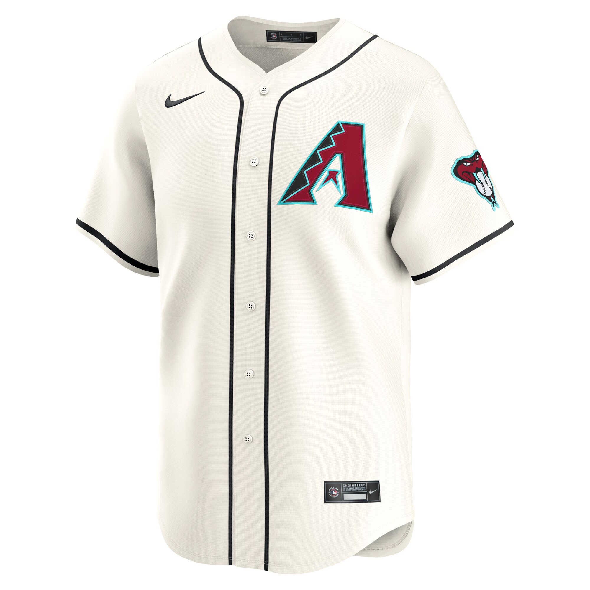 Alternative view of Men's Arizona Diamondbacks Cream Home Limited Custom Jersey