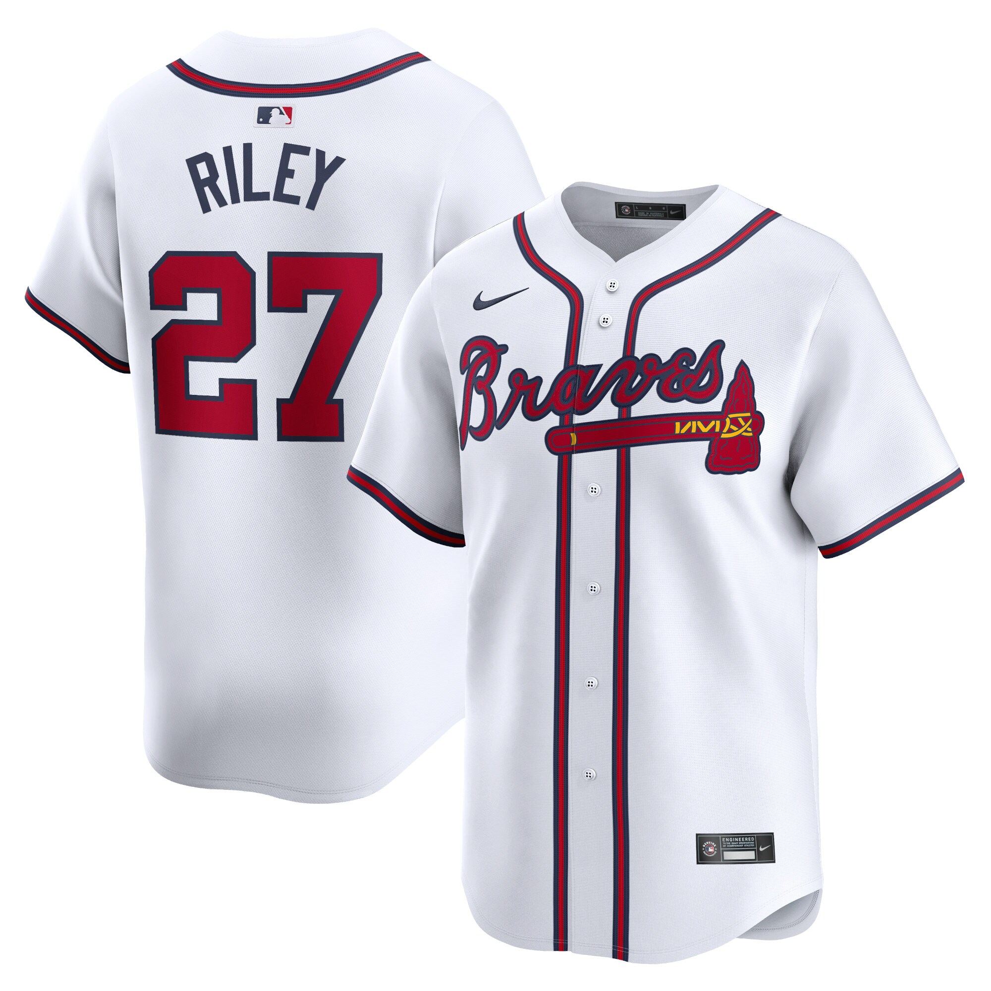 Men's Atlanta Braves Austin Riley White Home Limited Player Jersey - JS972