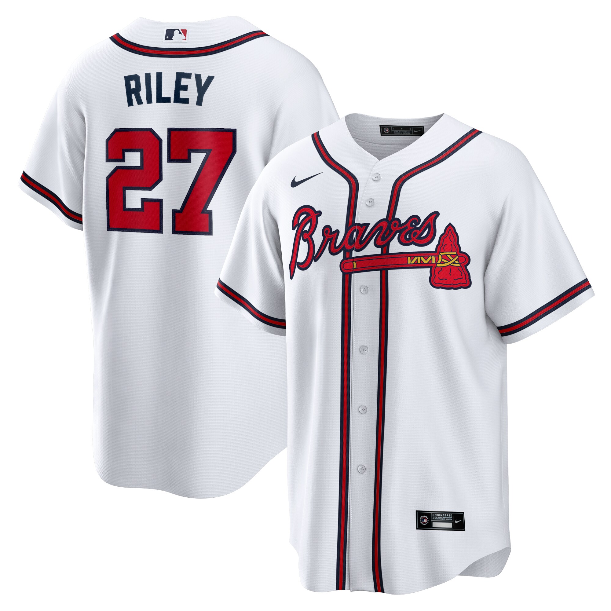 Men's Atlanta Braves Austin Riley White Home Player Jersey - JS961