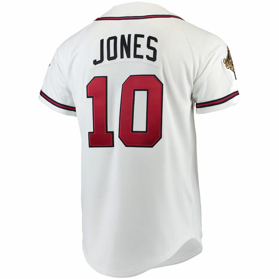 Alternative view of Men's Atlanta Braves Chipper Jones Mitchell & Ness White Jersey