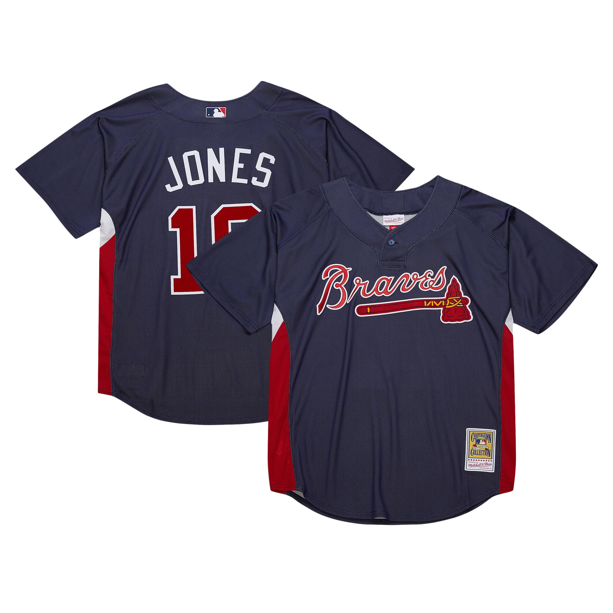 Men's Atlanta Braves Chipper Jones Mitchell & Ness Navy Cooperstown Collection 2007 Batting Practice Jersey - JS604