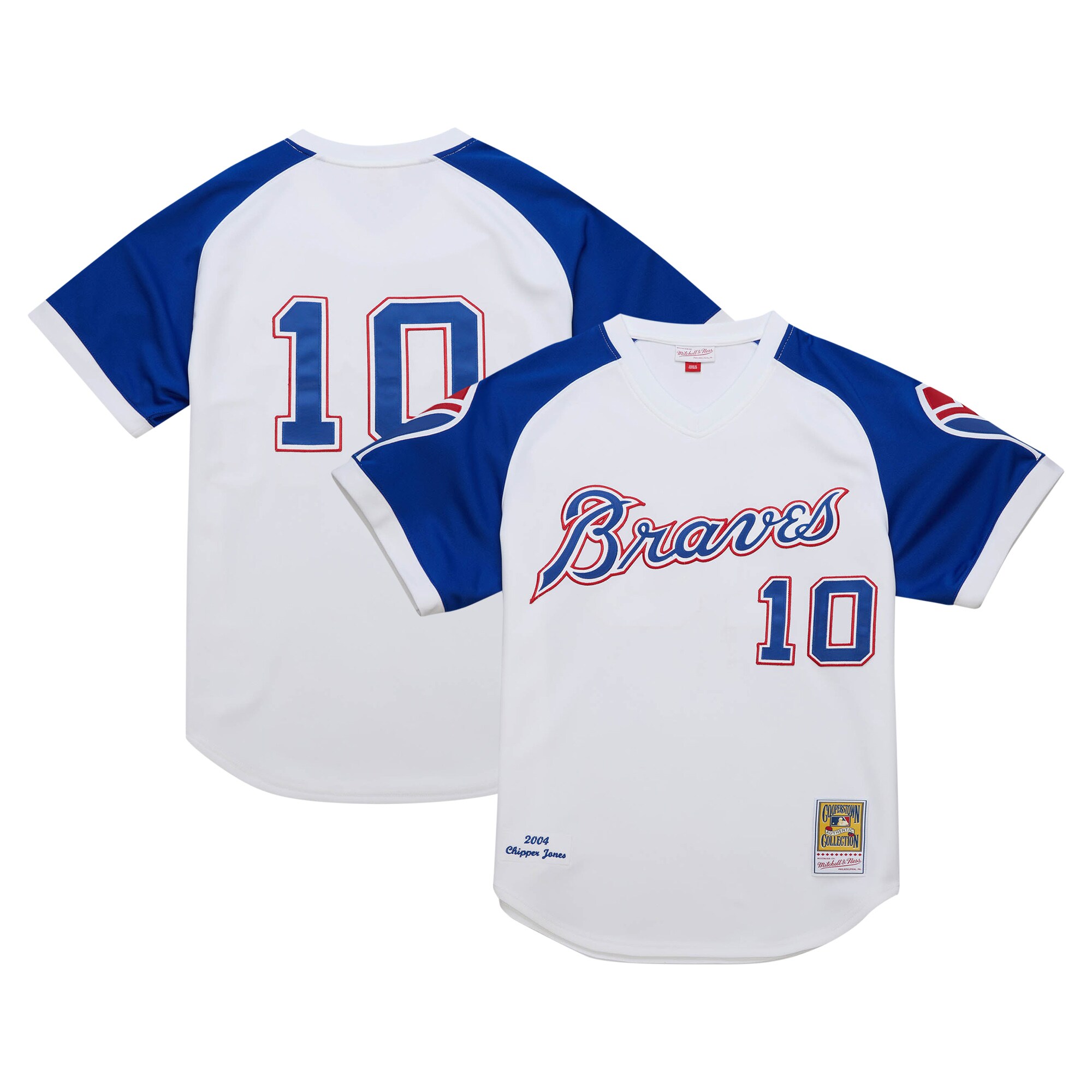 Men's Atlanta Braves Chipper Jones Mitchell & Ness White 2004 Cooperstown Collection Throwback Jersey - JS951