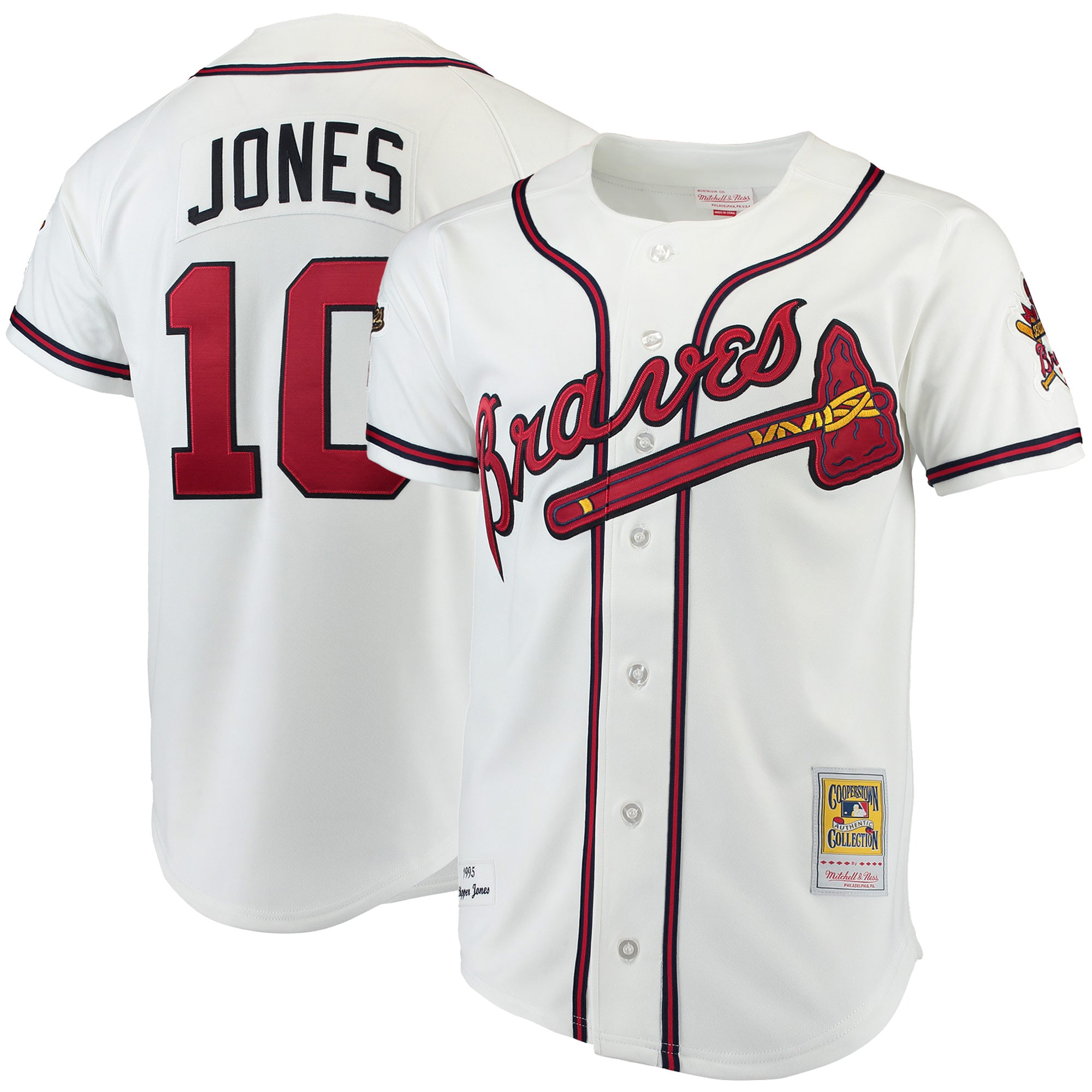 Men's Atlanta Braves Chipper Jones Mitchell & Ness White Jersey - JS535