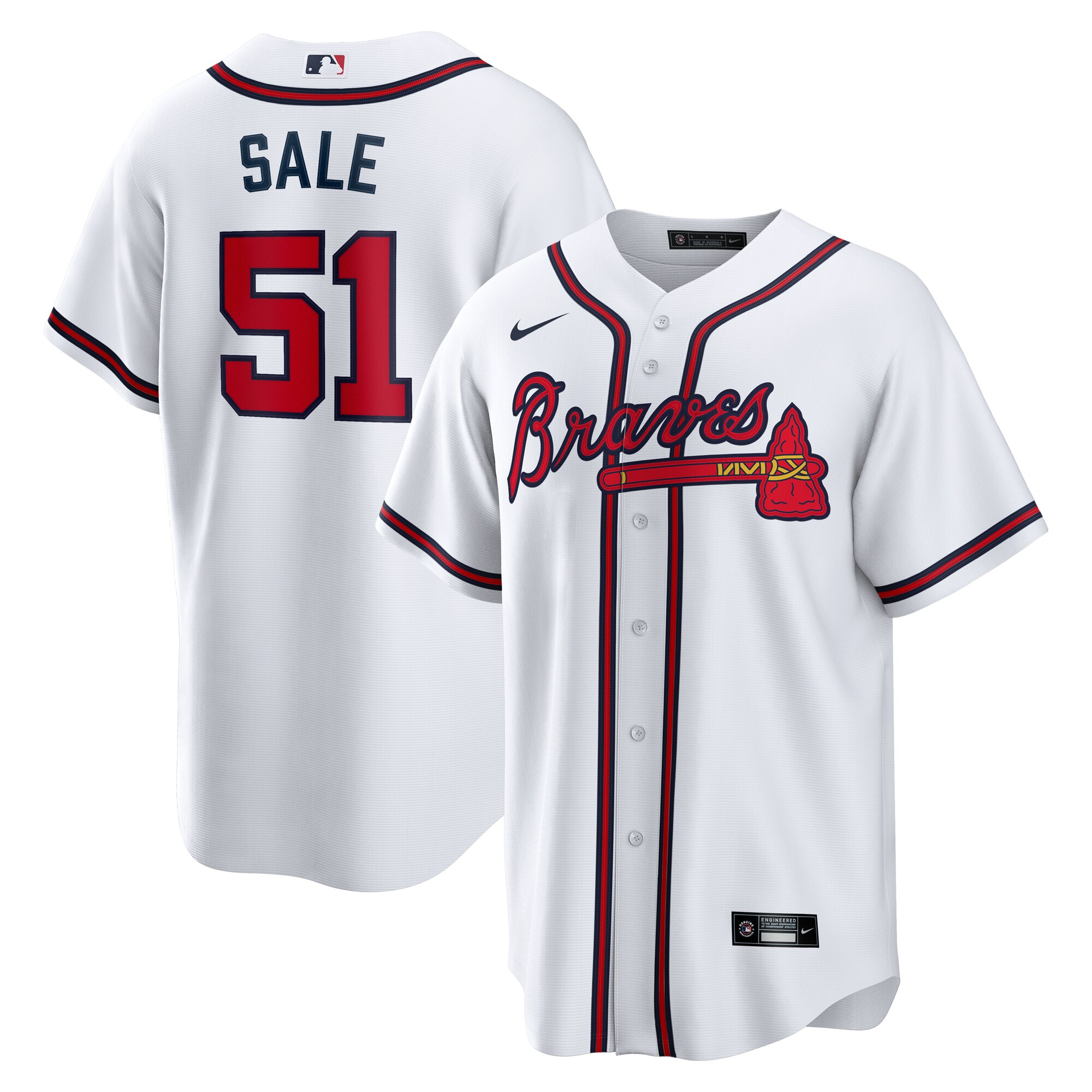 Men's Atlanta Braves Chris Sale White Home Jersey - JS757