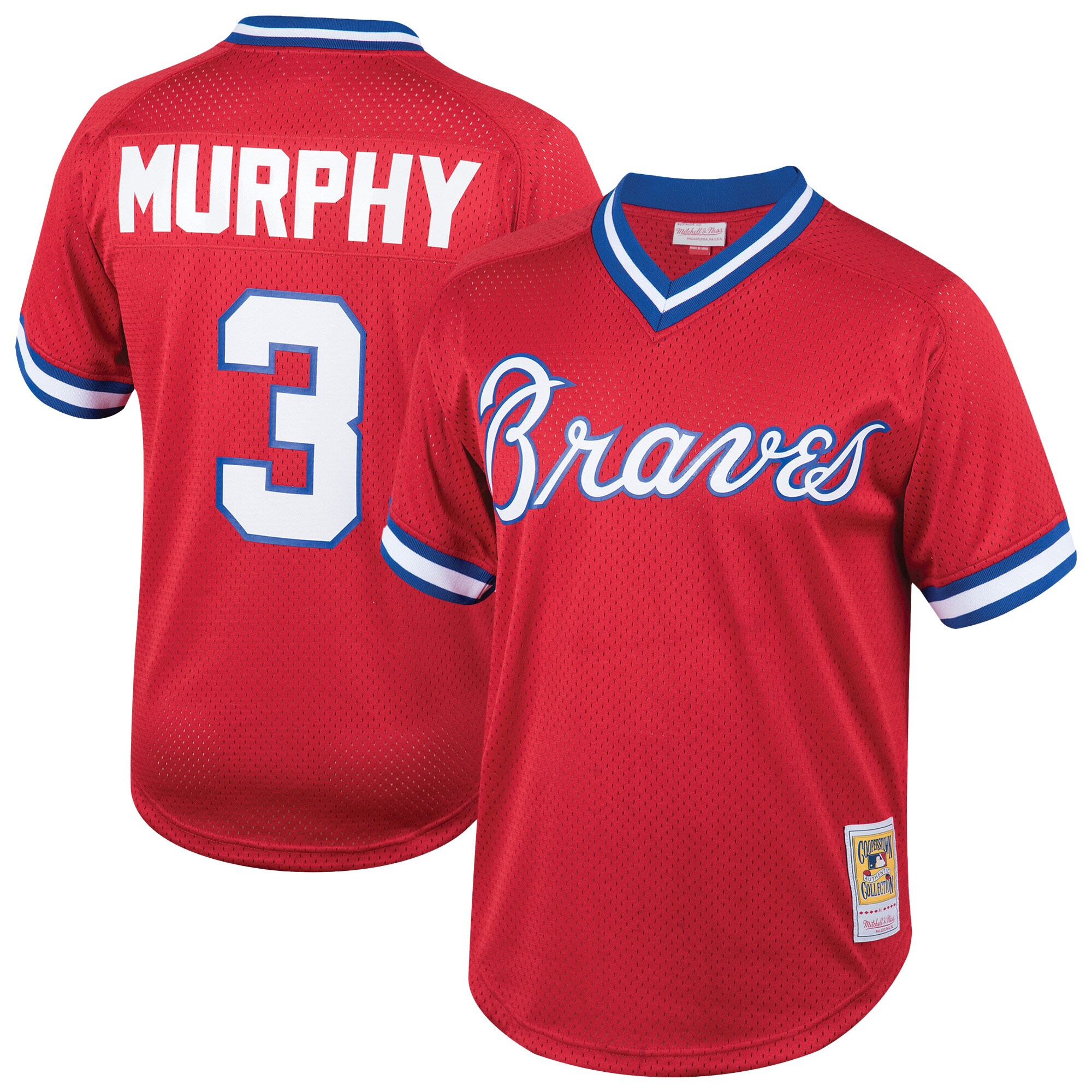 Men's Atlanta Braves Dale Murphy Mitchell & Ness Red Cooperstown Collection Mesh Batting Practice Jersey - JS510