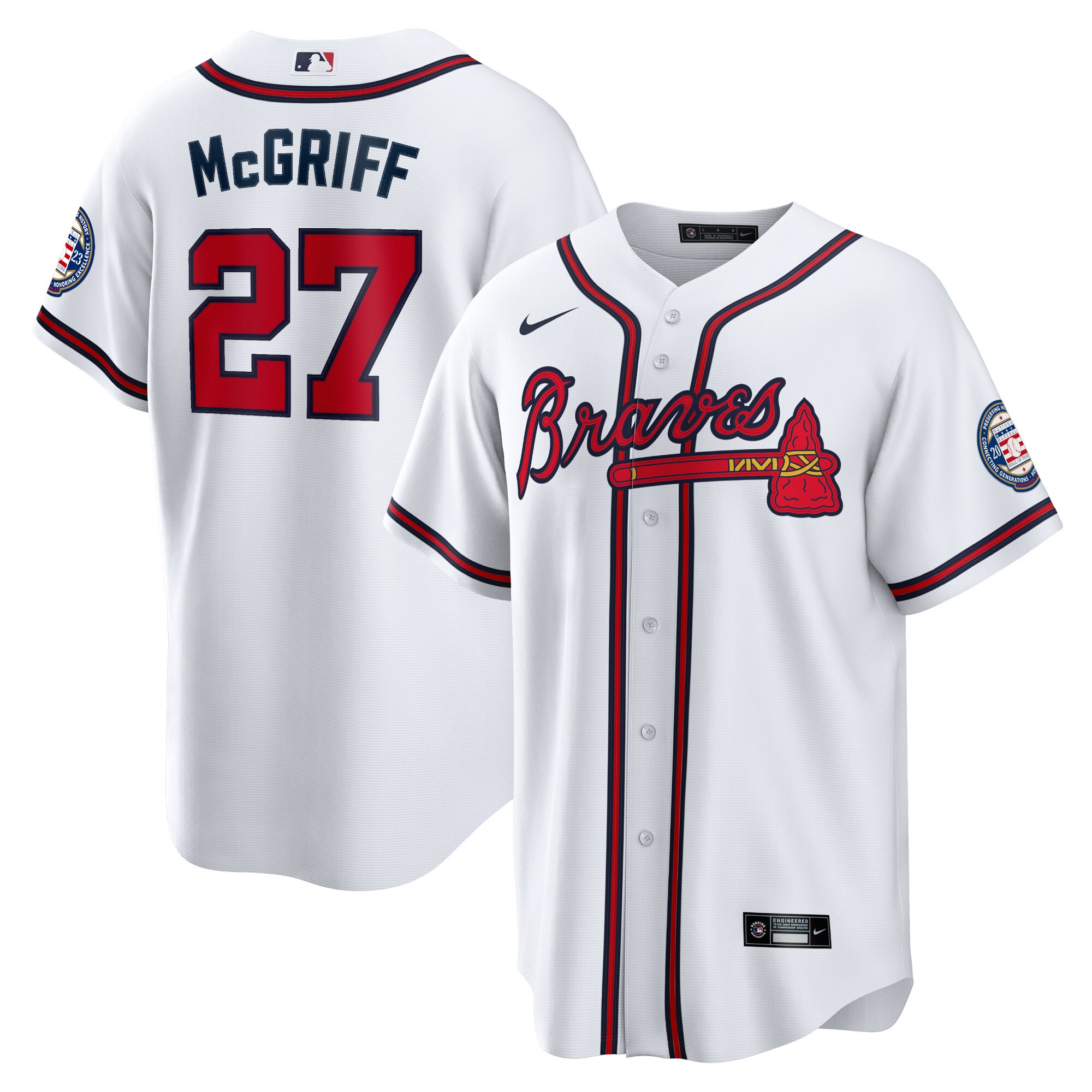 Men's Atlanta Braves Fred McGriff White 2023 Hall of Fame Patch Inline Jersey - JS988