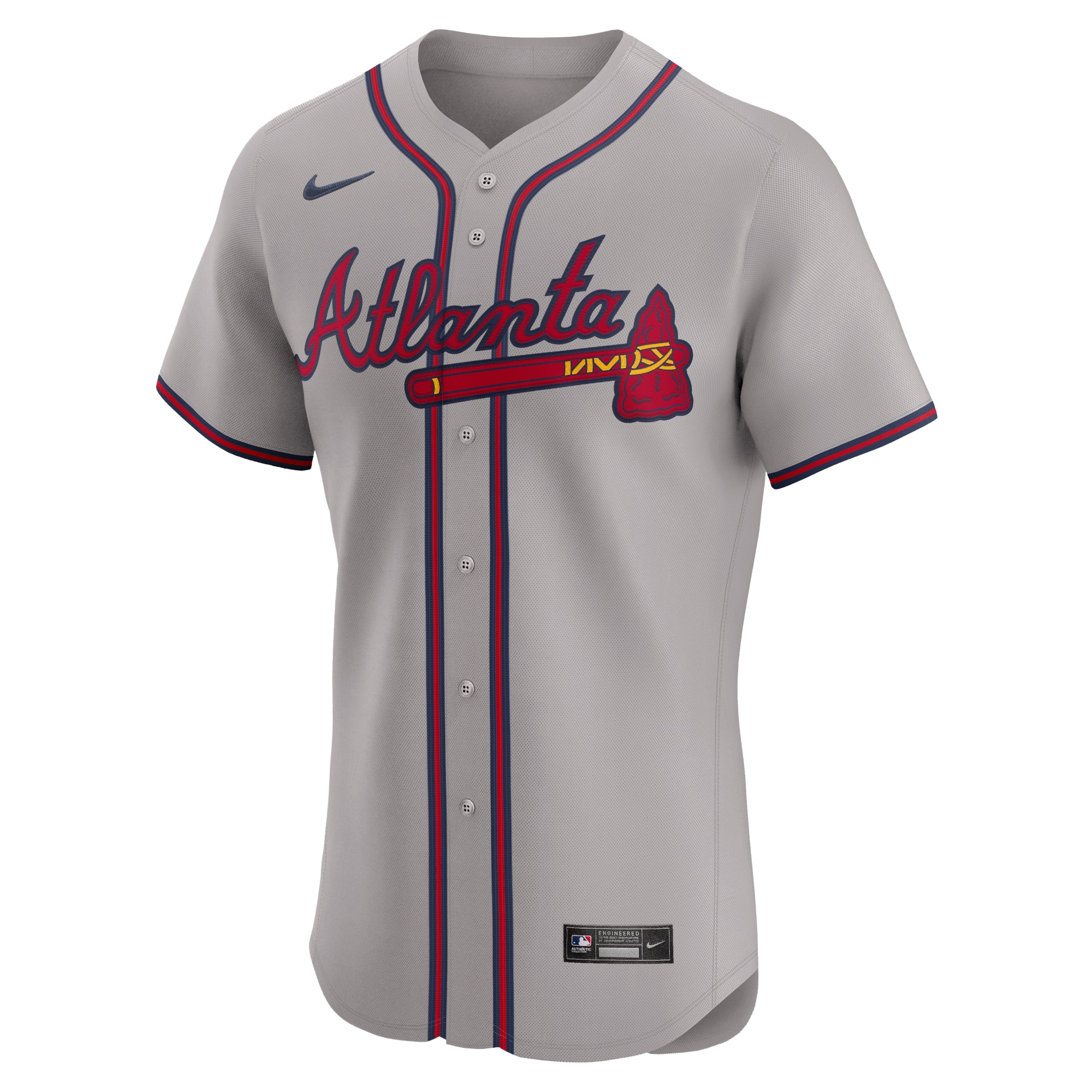 Alternative view of Men's Atlanta Braves Gray Road Elite Jersey - JS863