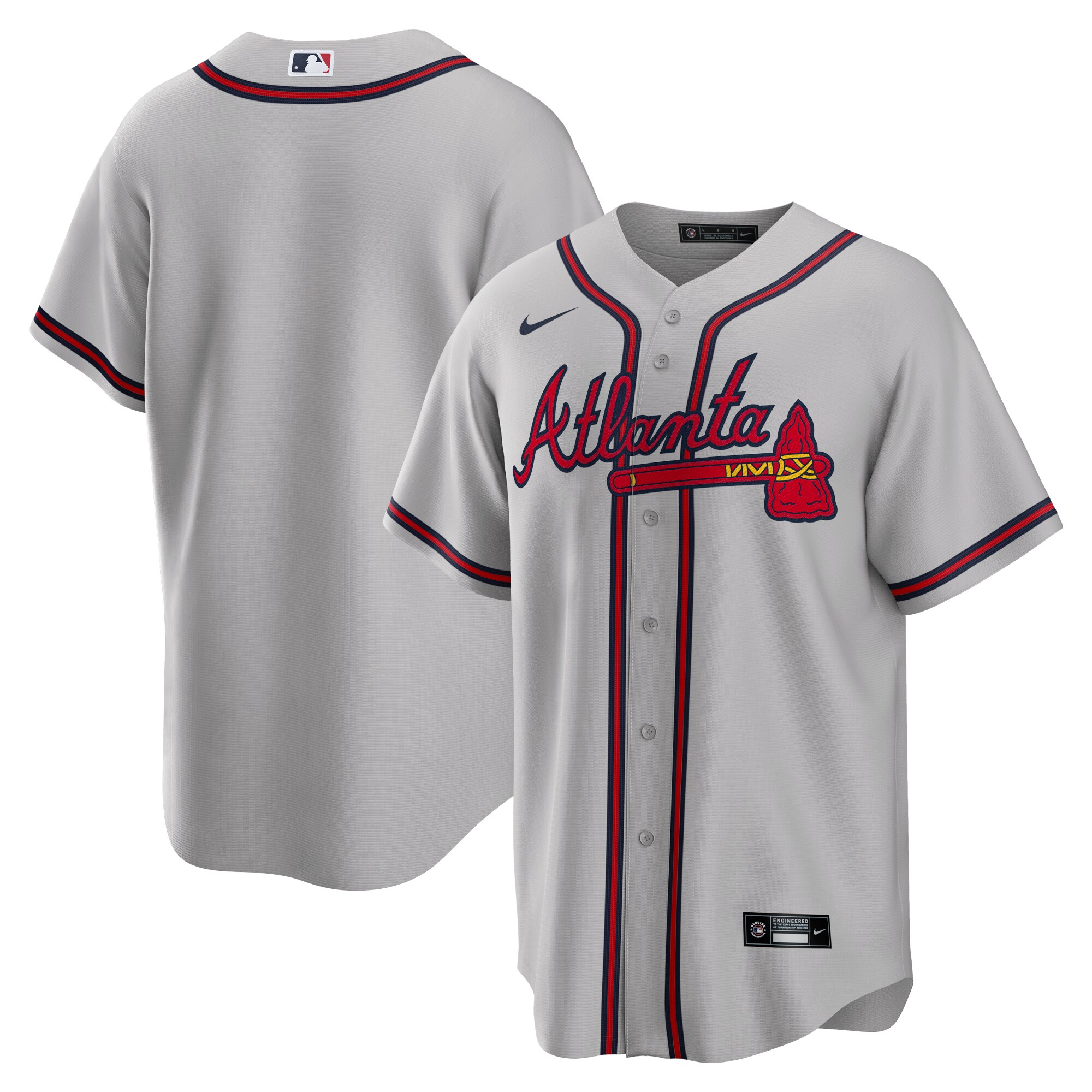 Men's Atlanta Braves Gray Road Team Jersey - JS238