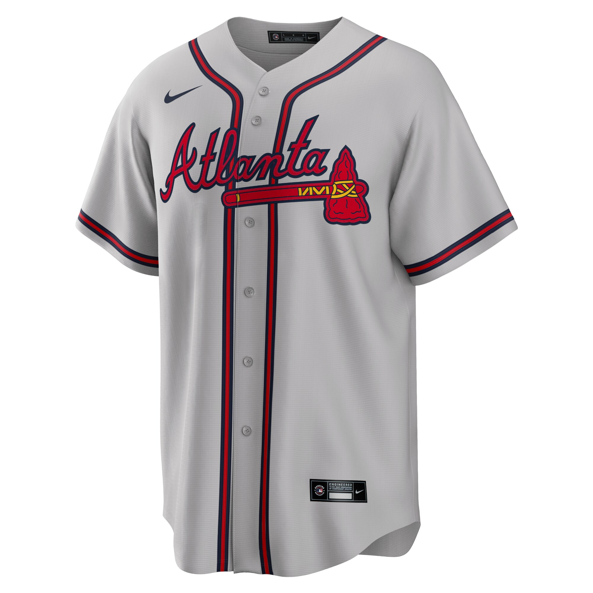 Alternative view of Men's Atlanta Braves Gray Road Team Jersey - JS238