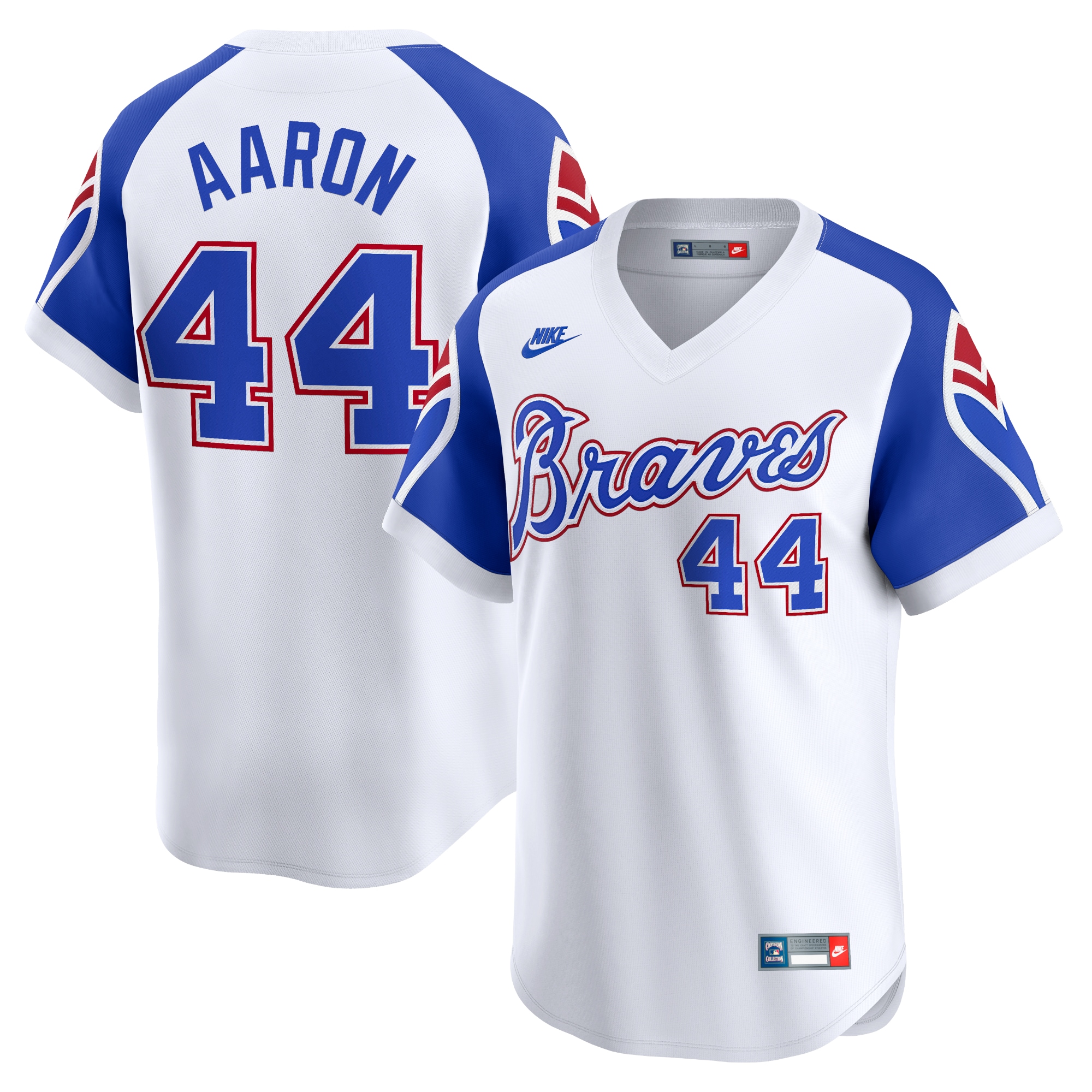 Men's Atlanta Braves Hank Aaron White Throwback Cooperstown Limited Jersey - JS881