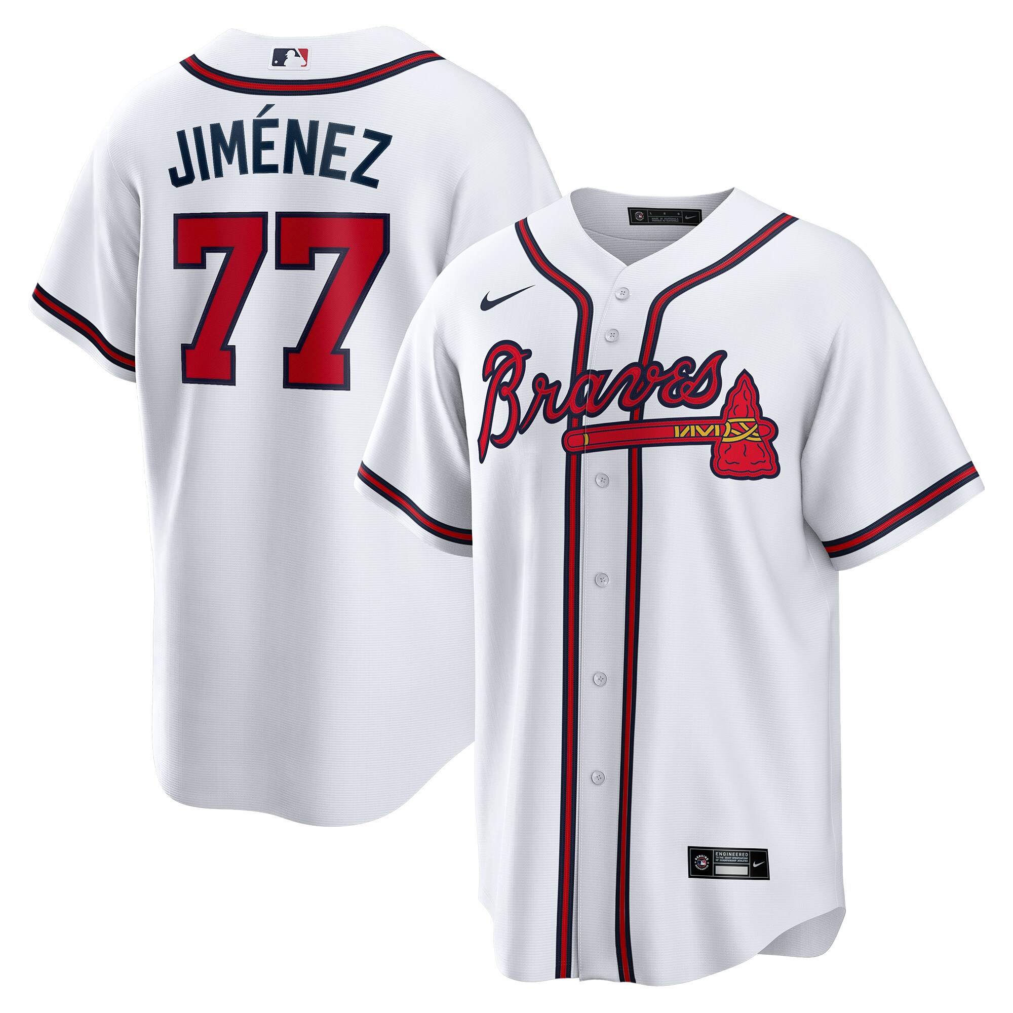 Men's Atlanta Braves Joe Jiménez White Home Player Jersey - JS566