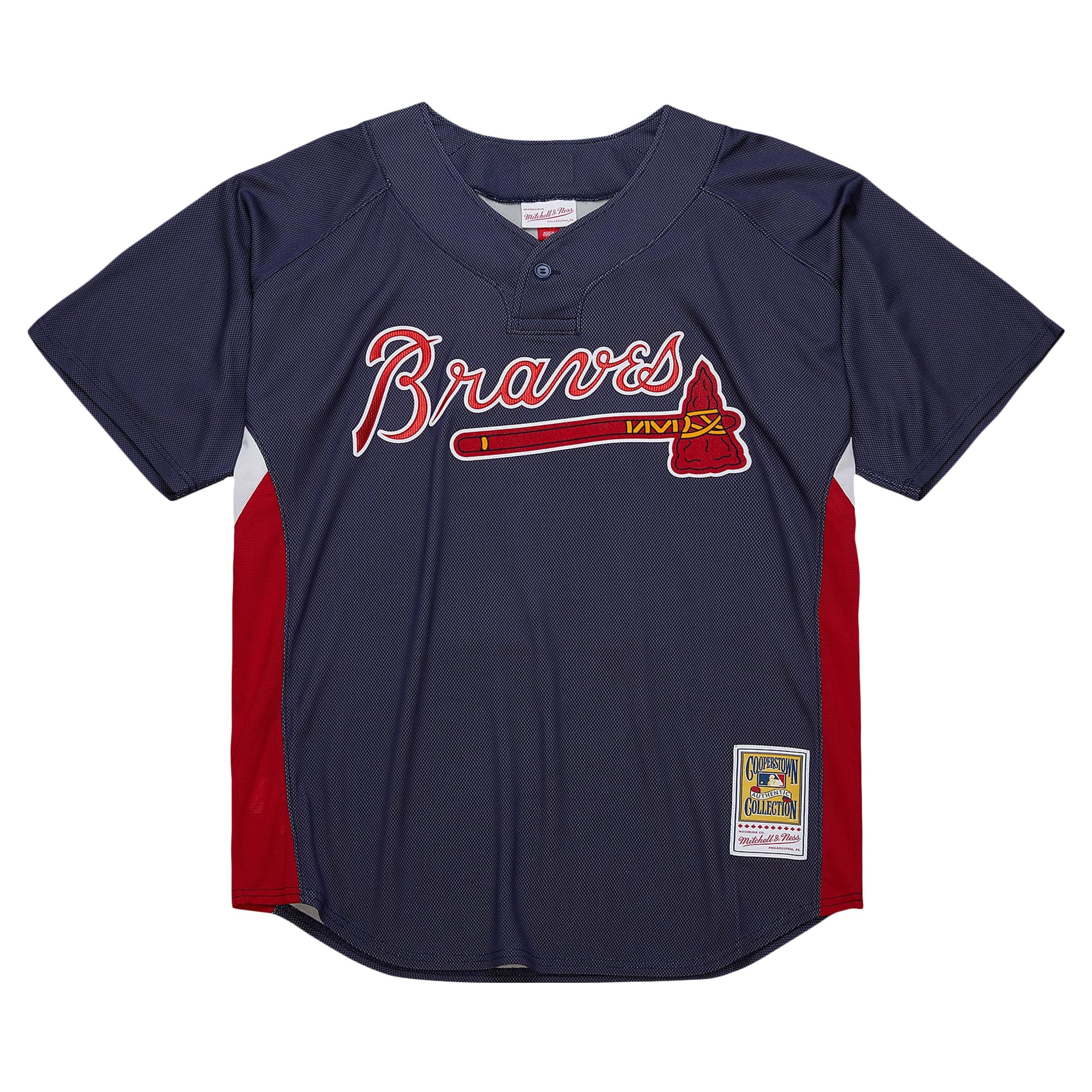 Alternative view of Men's Atlanta Braves John Smoltz Mitchell & Ness Navy Cooperstown Collection Mesh Batting Practice Jersey - JS192