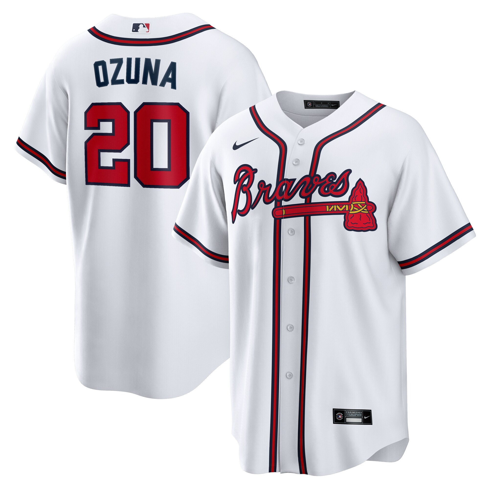 Men's Atlanta Braves Marcell Ozuna White Home Jersey - JS177