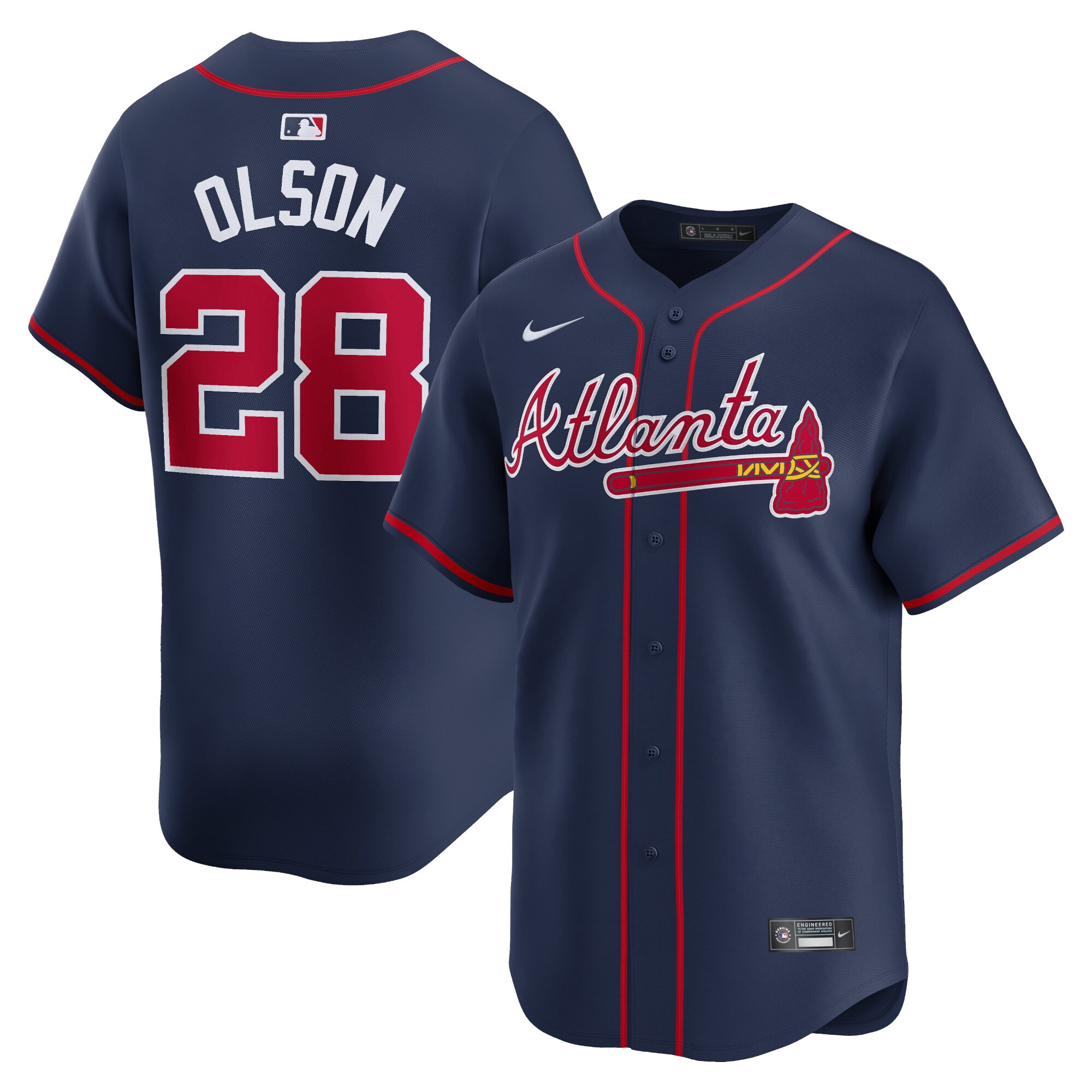 Men's Atlanta Braves Matt Olson Navy Alternate Limited Player Jersey - JS474