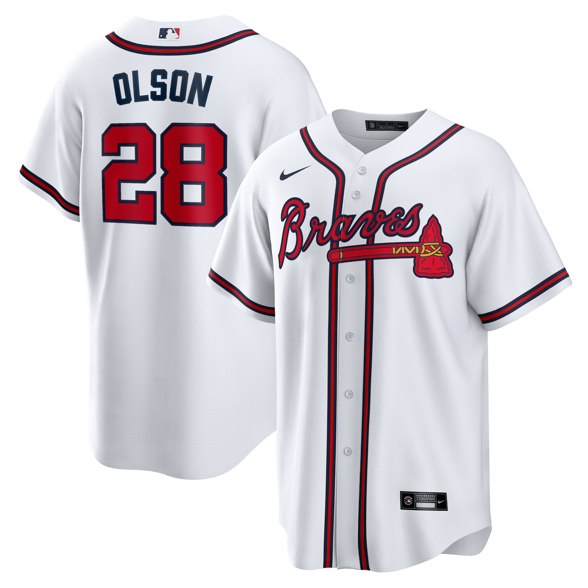 Men's Atlanta Braves Matt Olson White Home Player Jersey - JS878