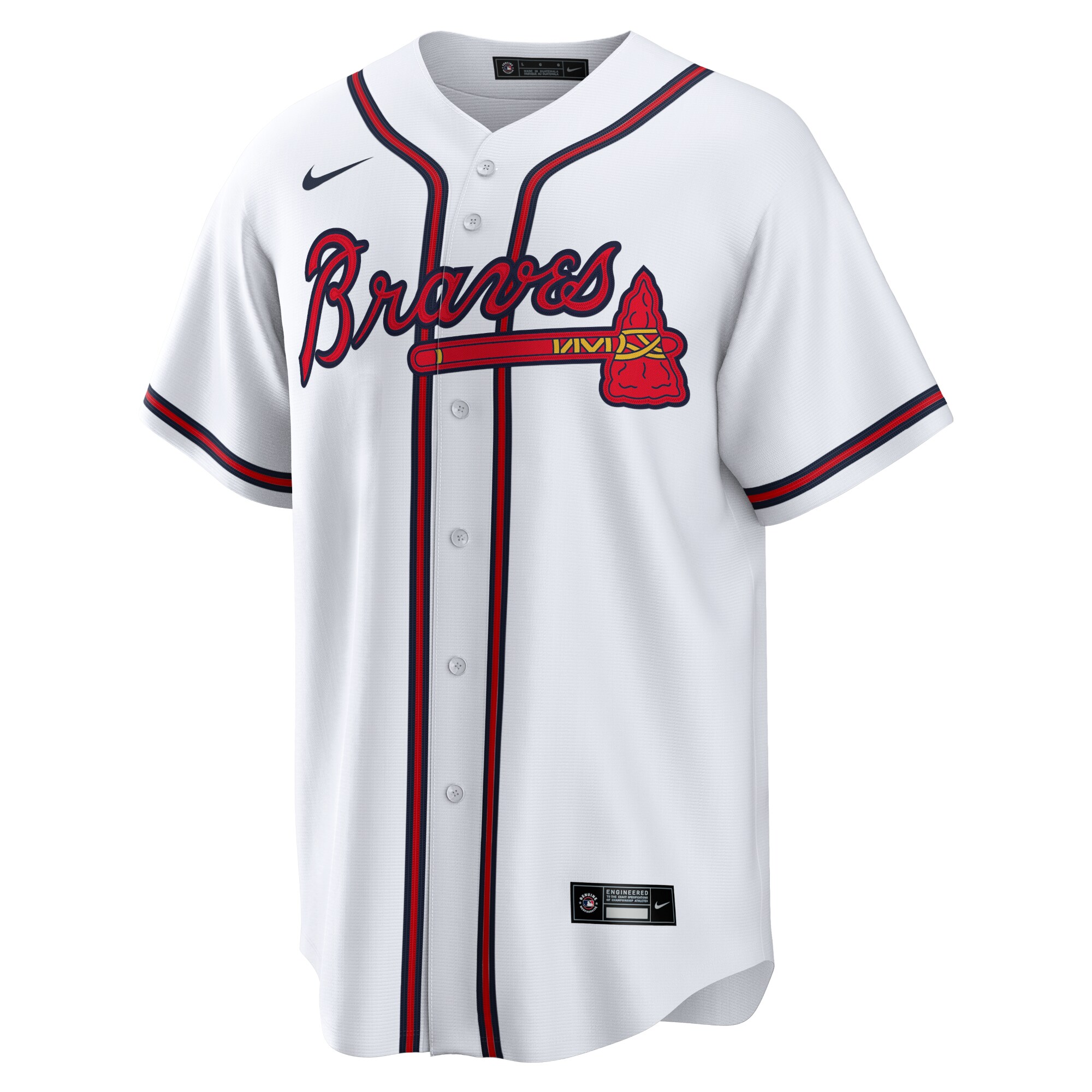 Alternative view of Men's Atlanta Braves Ozzie Albies White Home Player Name Jersey - JS272