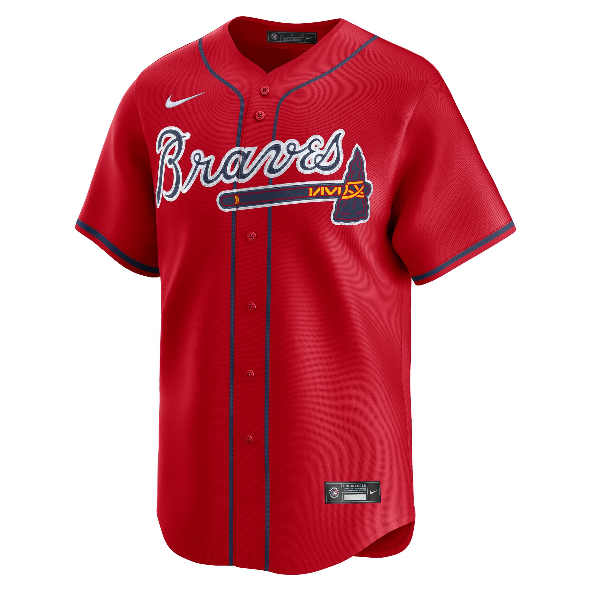 Alternative view of Men's Atlanta Braves Red Alternate Limited Jersey - JS491