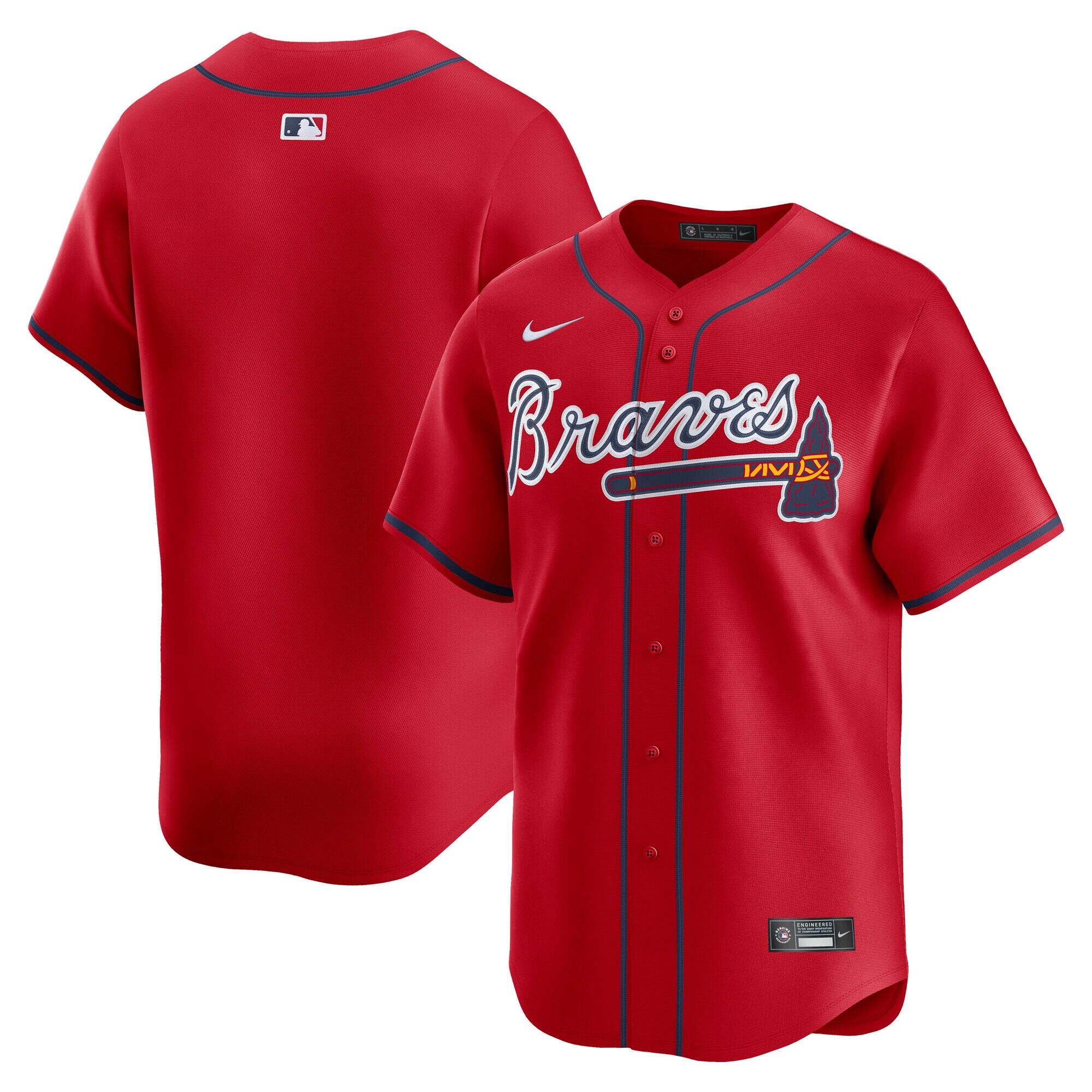 Men's Atlanta Braves Red Alternate Limited Jersey - JS491