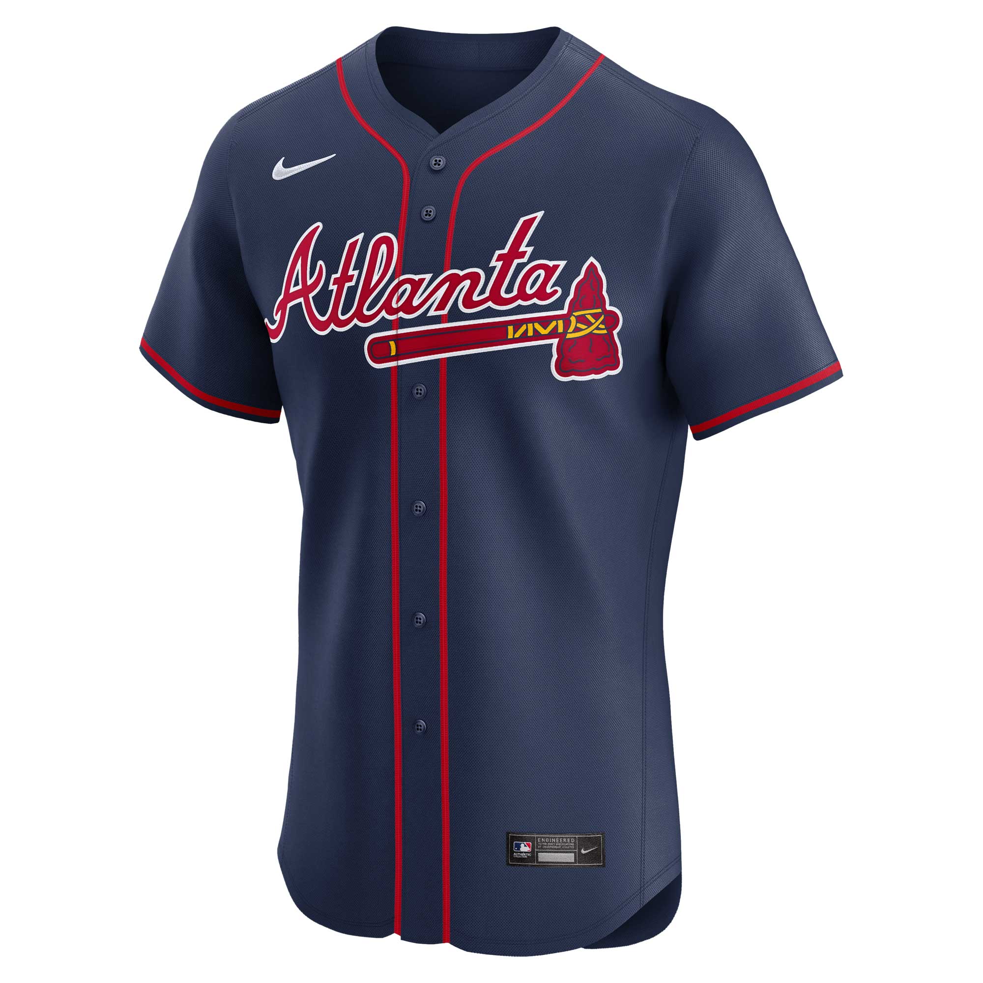 Alternative view of Men's Atlanta Braves Ronald Acuña Jr. Navy Alternate Elite Player Jersey - JS263