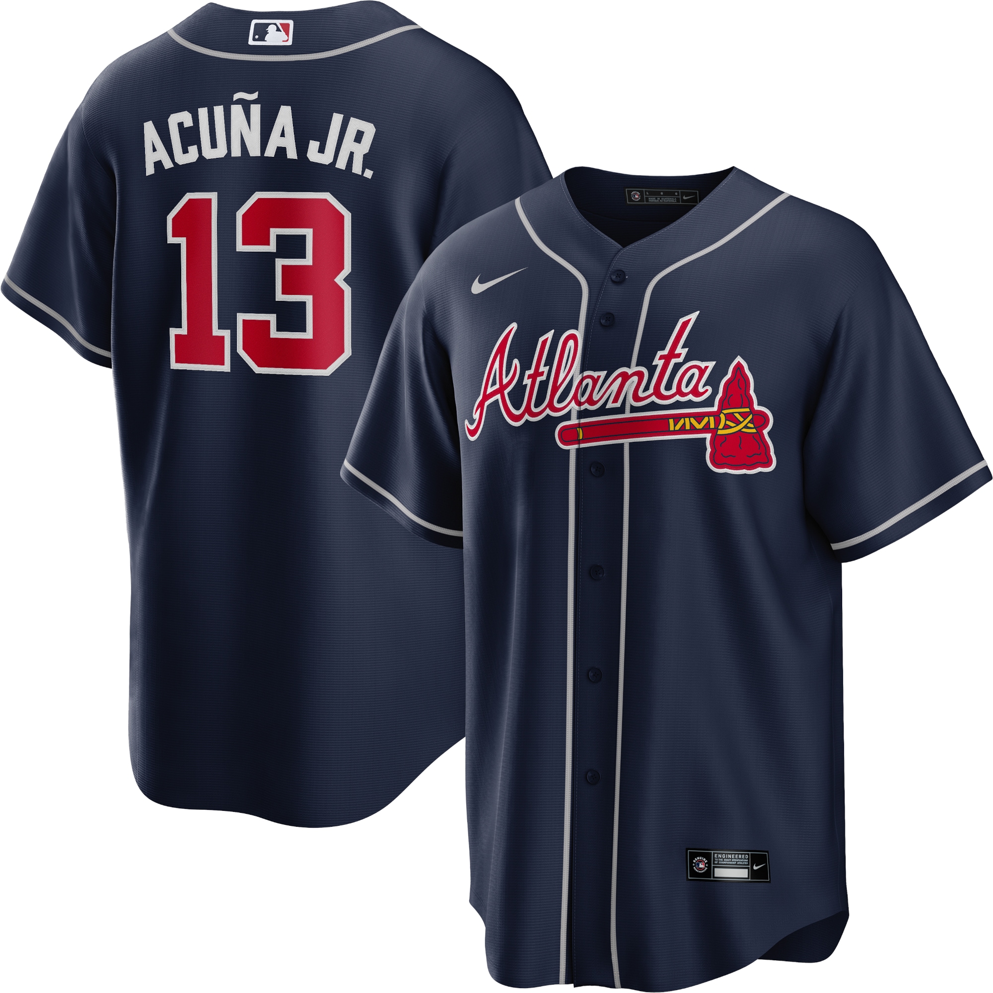 Men's Atlanta Braves Ronald Acuña Jr. Navy Big & Tall Alternate Player Jersey - JS756