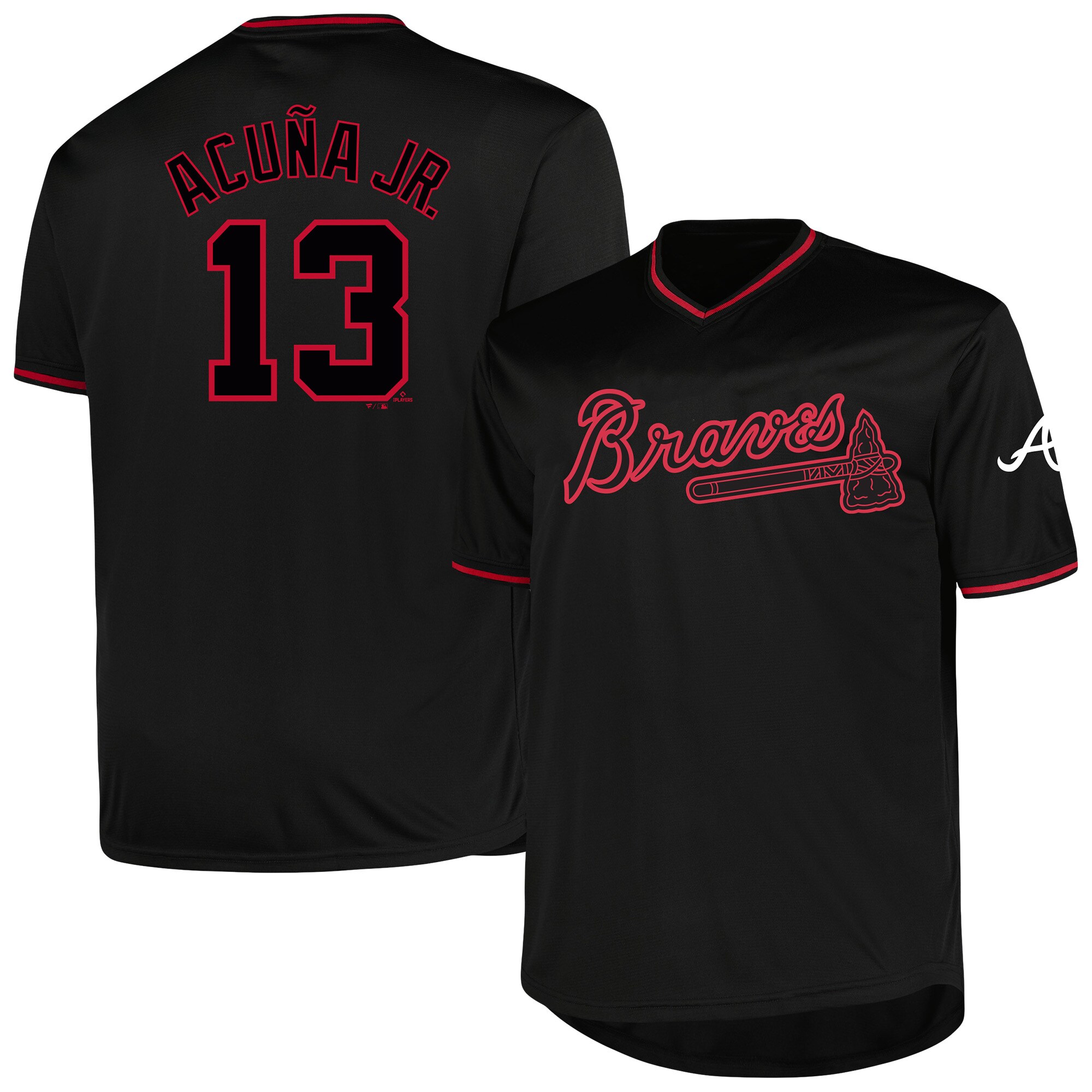 Men's Atlanta Braves Ronald Acuña Jr. Profile Black Big & Tall Pop Fashion Player Jersey - JS922
