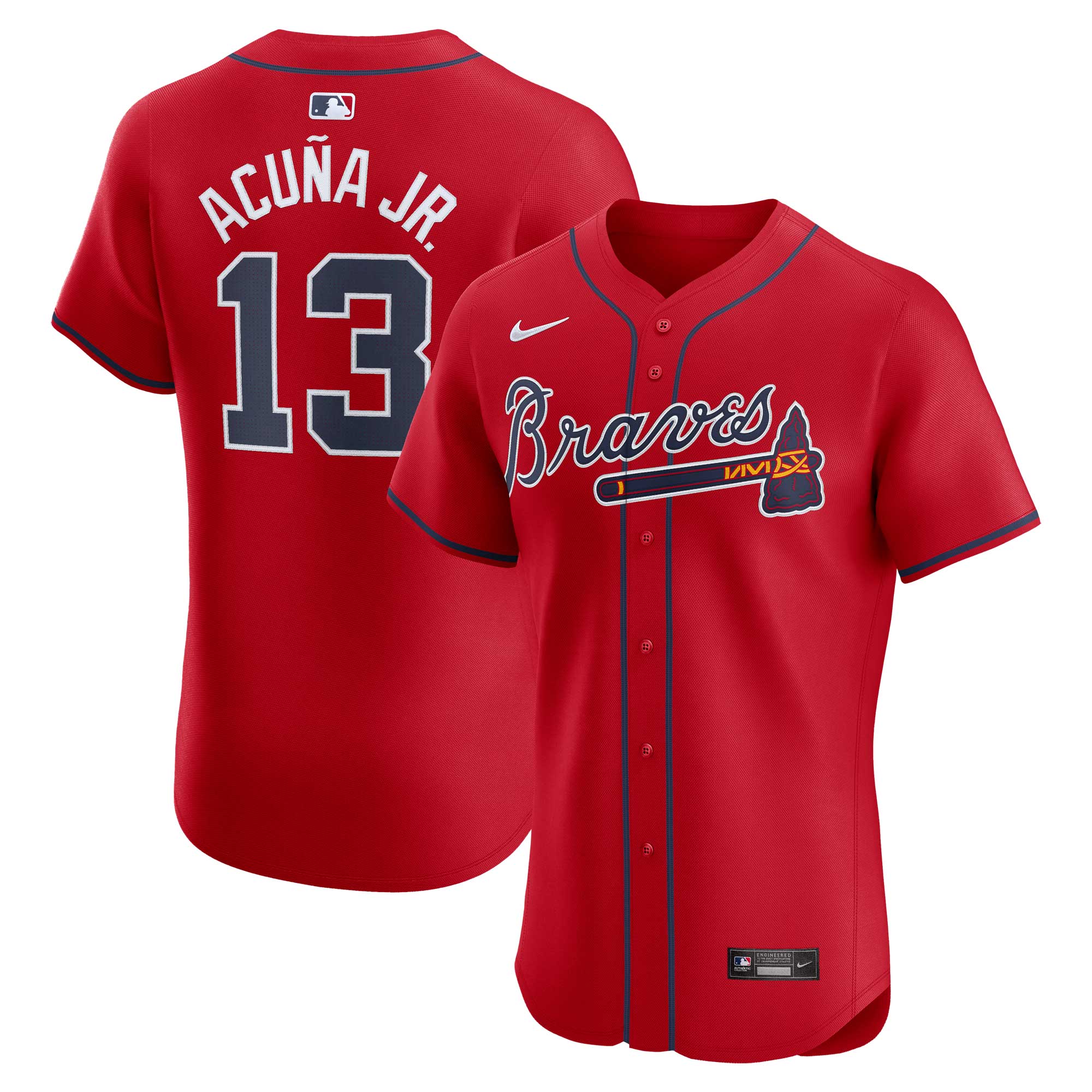 Men's Atlanta Braves Ronald Acuña Jr. Red Alternate Elite Player Jersey - JS298