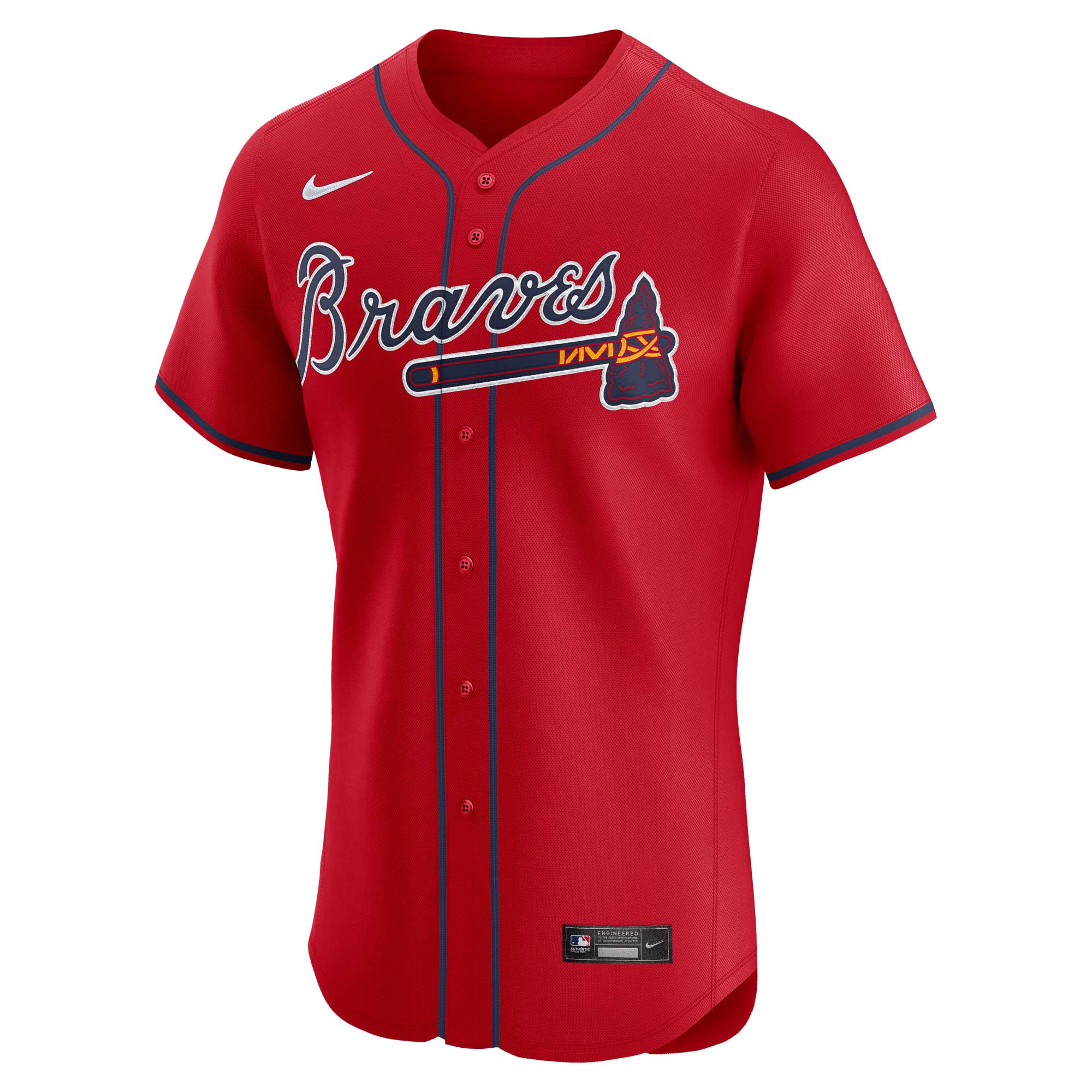 Alternative view of Men's Atlanta Braves Ronald Acuña Jr. Red Alternate Elite Player Jersey - JS749