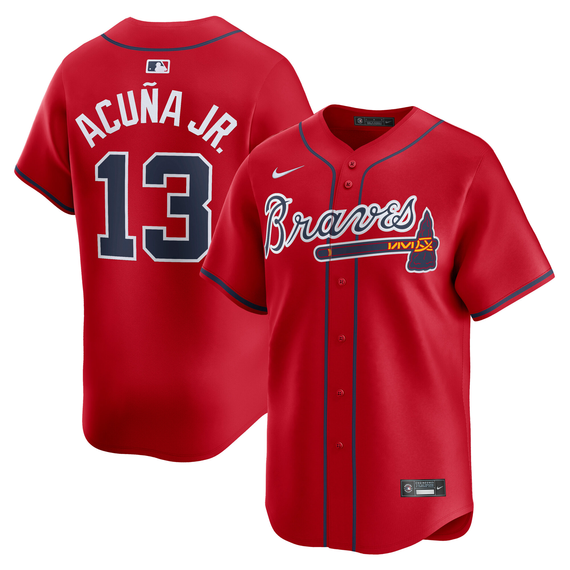 Men's Atlanta Braves Ronald Acuña Jr. Red Alternate Limited Player Jersey - JS761