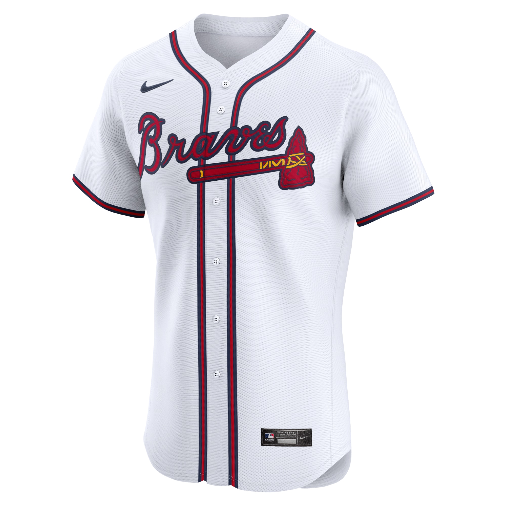 Alternative view of Men's Atlanta Braves Ronald Acuña Jr. White Home Elite Jersey - JS659