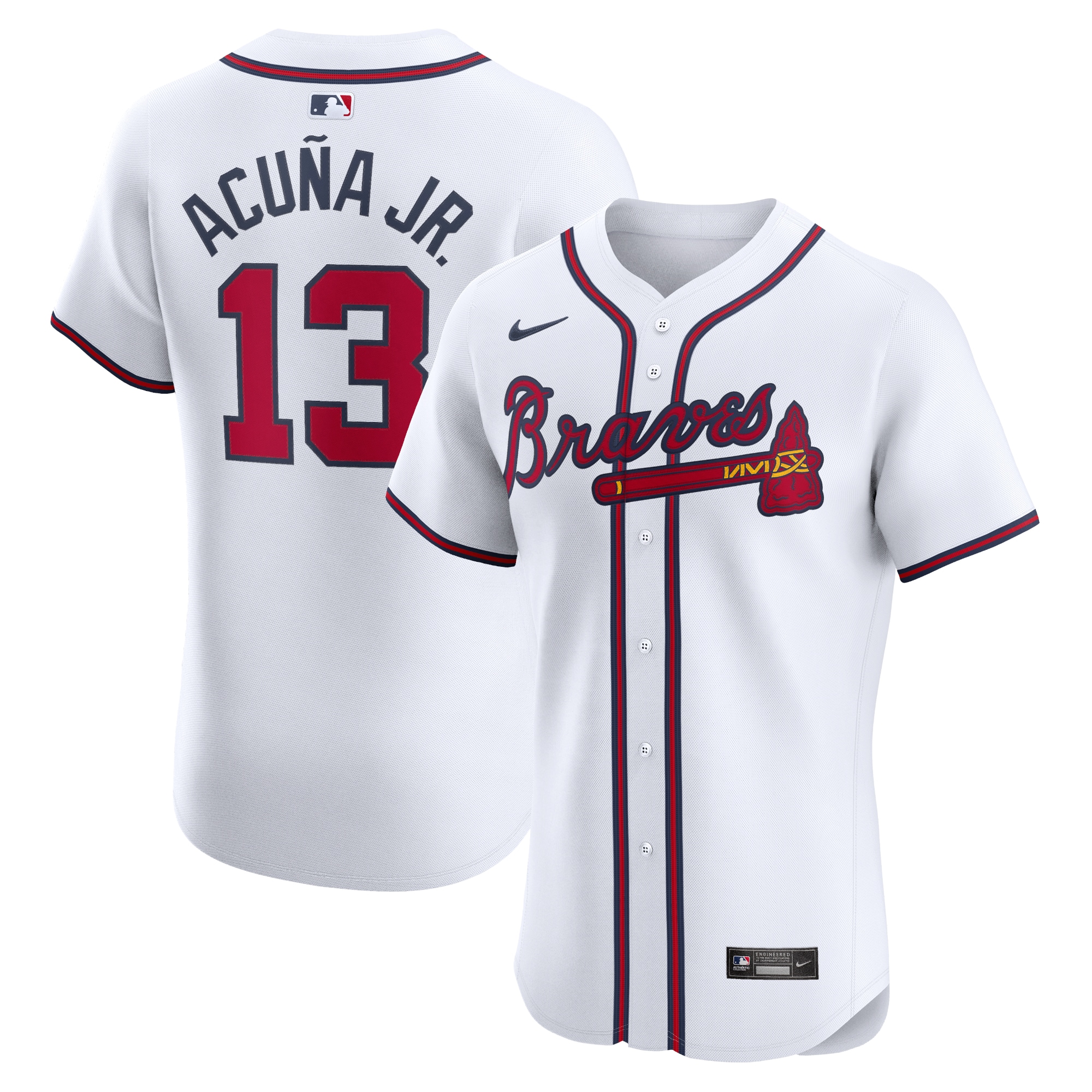 Men's Atlanta Braves Ronald Acuña Jr. White Home Elite Jersey - JS659