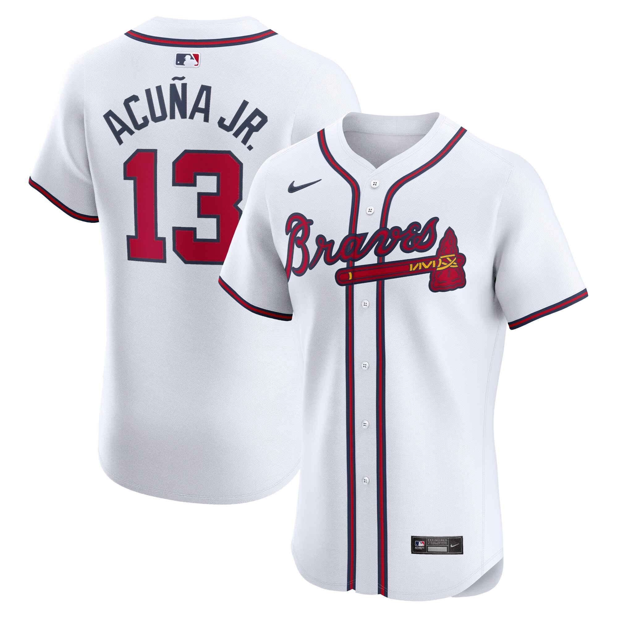 Men's Atlanta Braves Ronald Acuña Jr. White Home Elite Jersey - JS785
